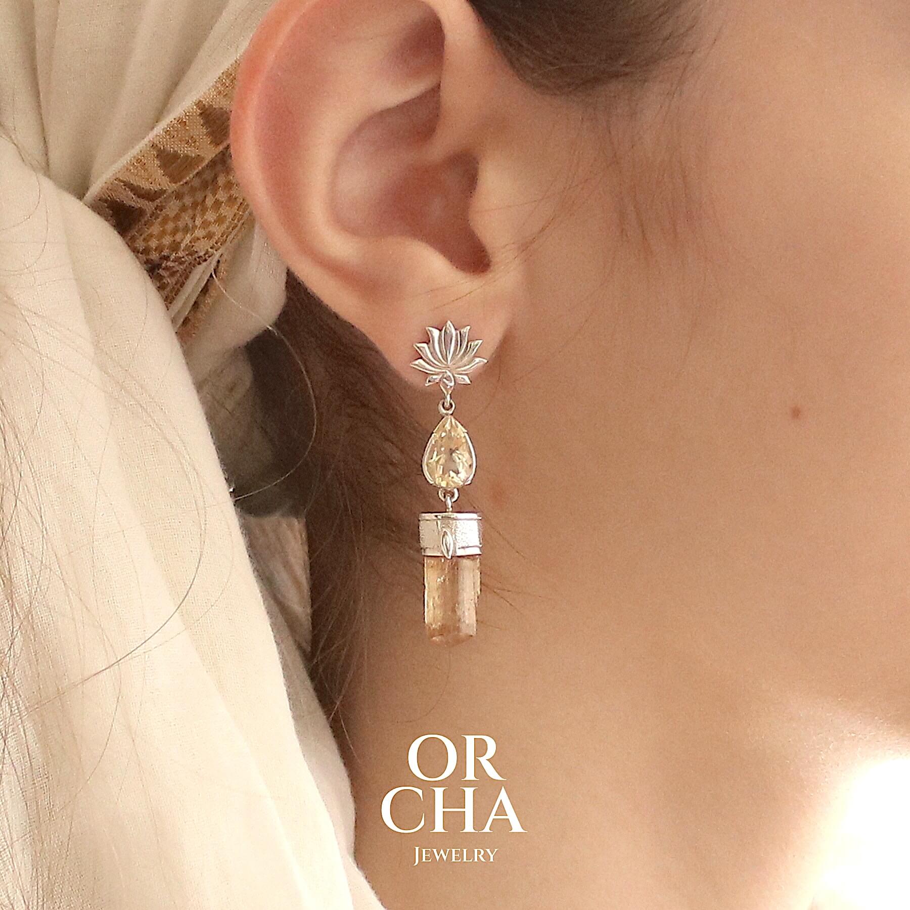 Boucles d'oreilles en argent avec Cristal Topaze Impériale - Sauvage