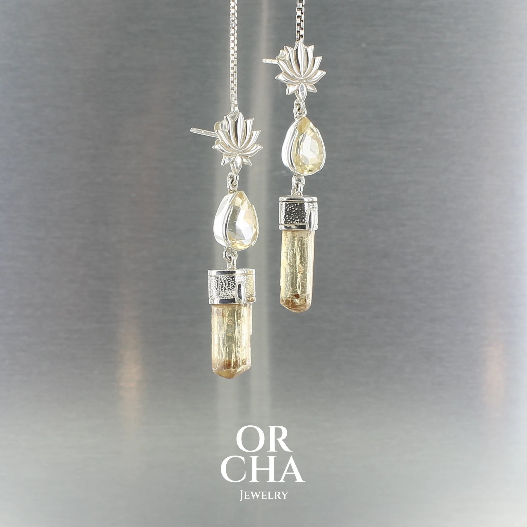 Boucles d'oreilles en argent avec Cristal Topaze Impériale - Sauvage