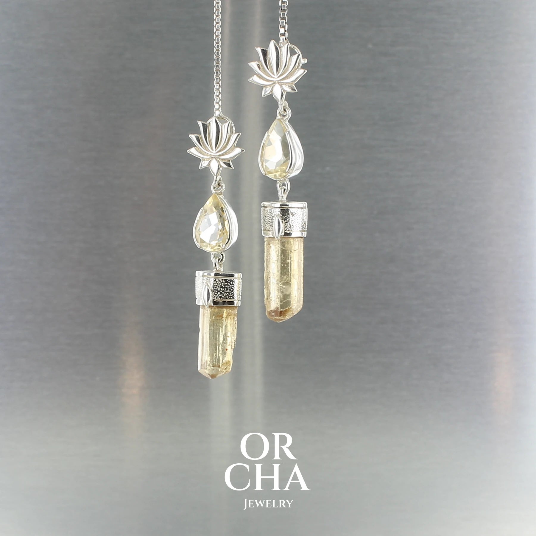 Boucles d'oreilles en argent avec Cristal Topaze Impériale - Sauvage