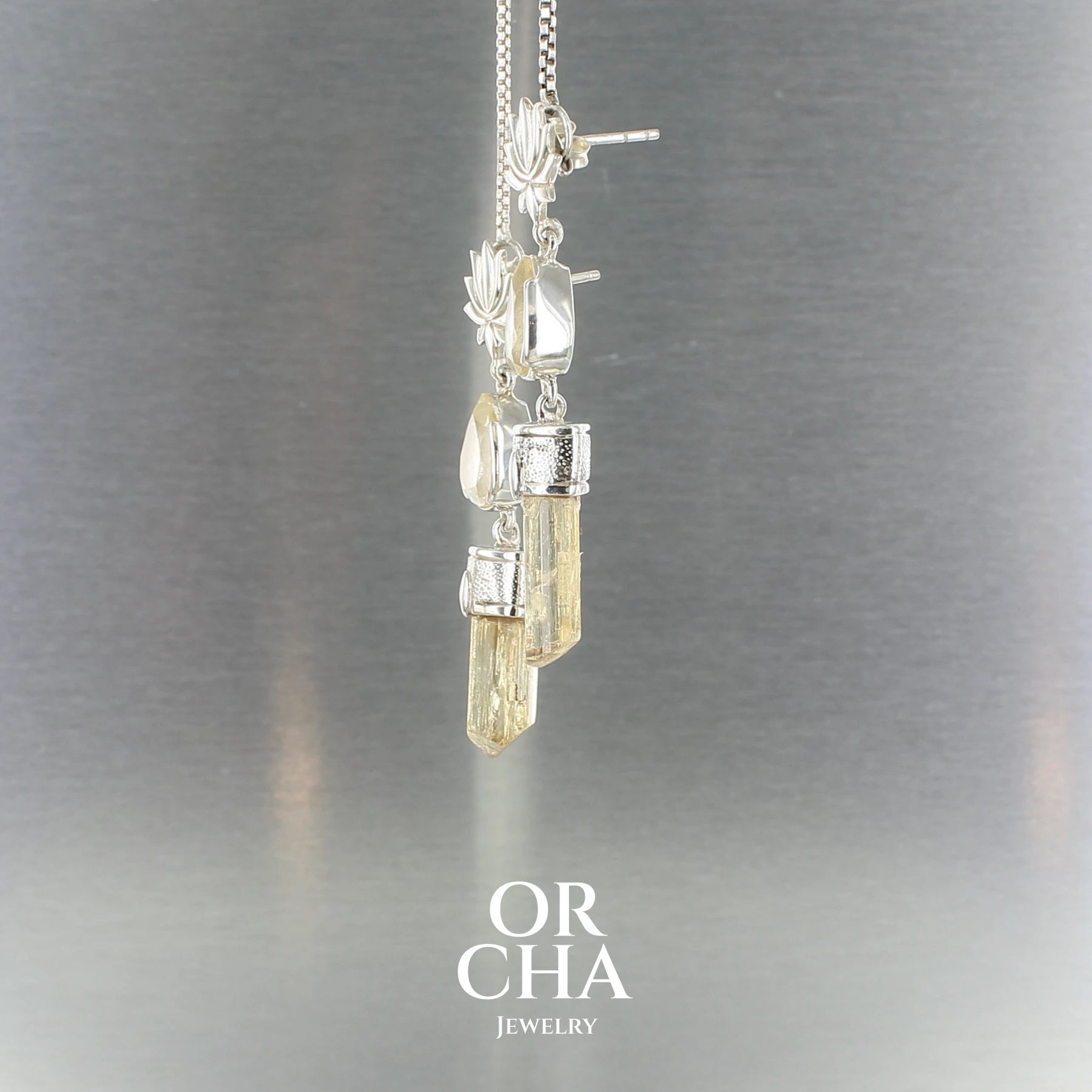 Boucles d'oreilles en argent avec Cristal Topaze Impériale - Sauvage