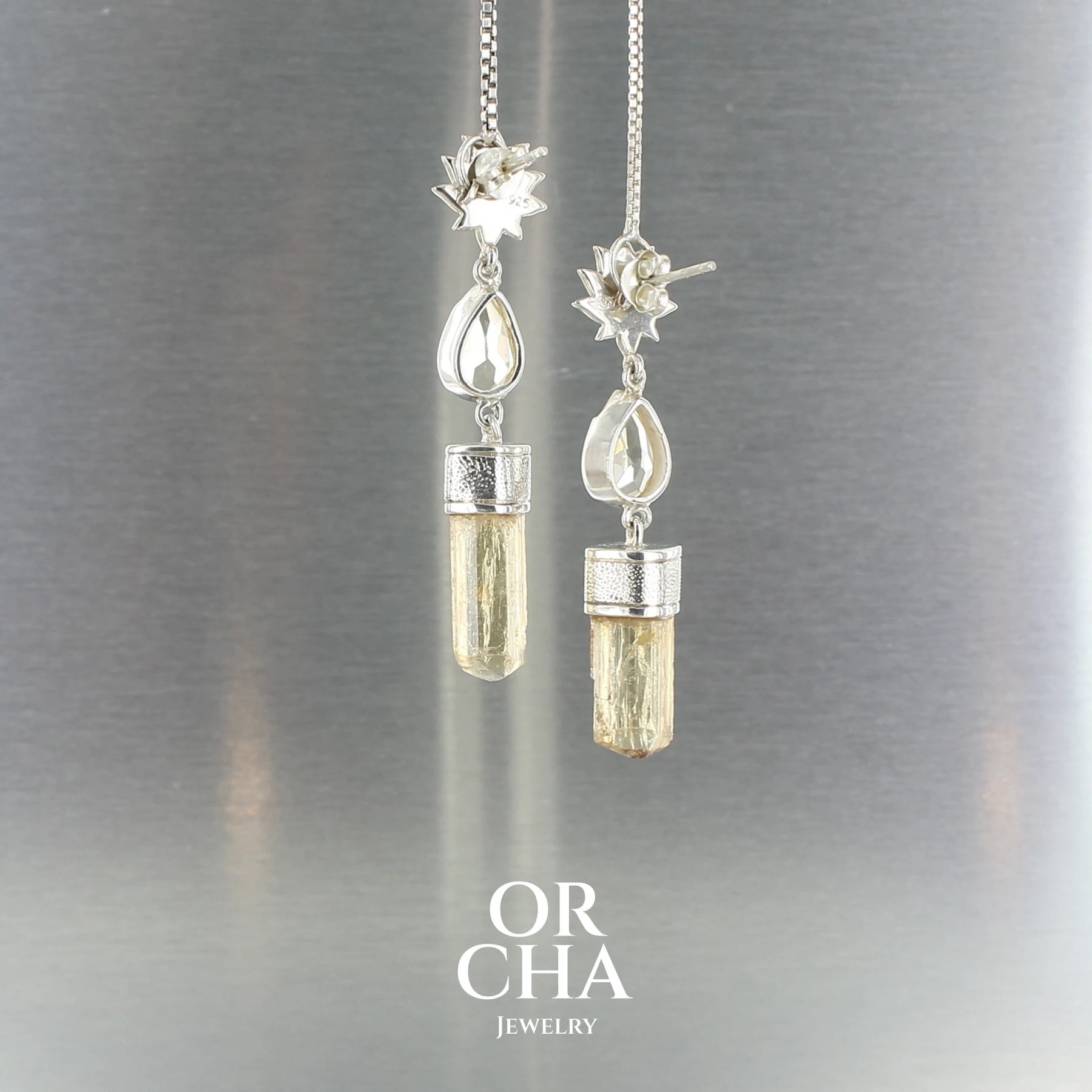 Boucles d'oreilles en argent avec Cristal Topaze Impériale - Sauvage