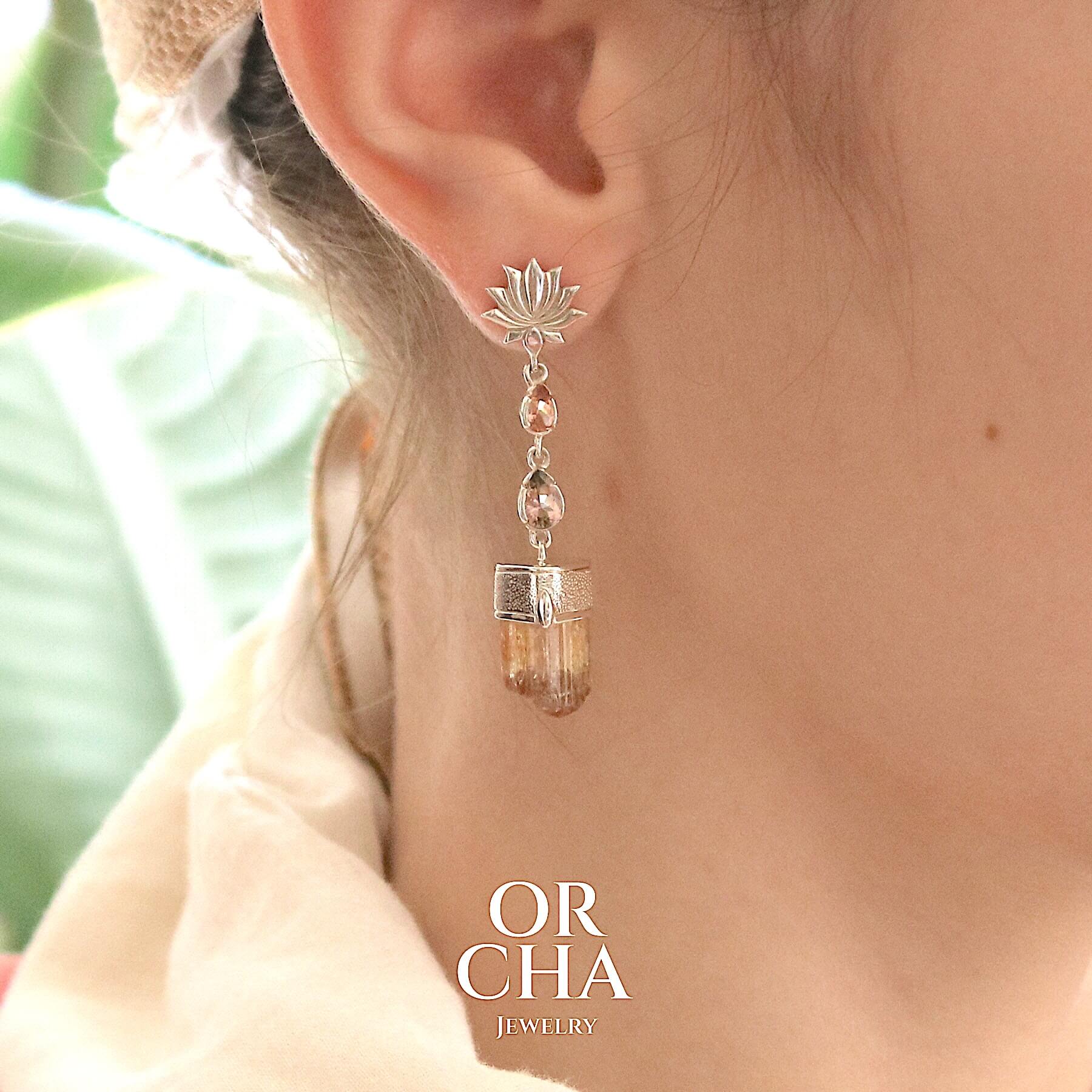 Boucles d'oreilles en argent avec Cristal Topaze Impériale - Sauvage
