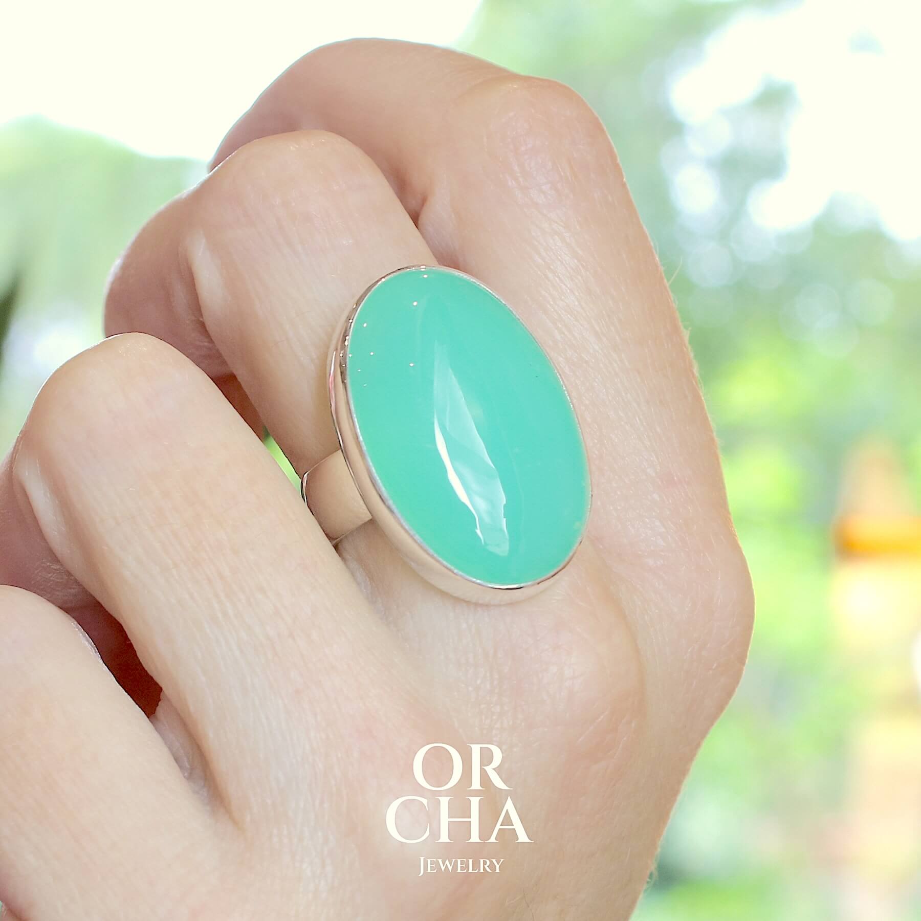 Bague en argent avec Chrysoprase - Essential