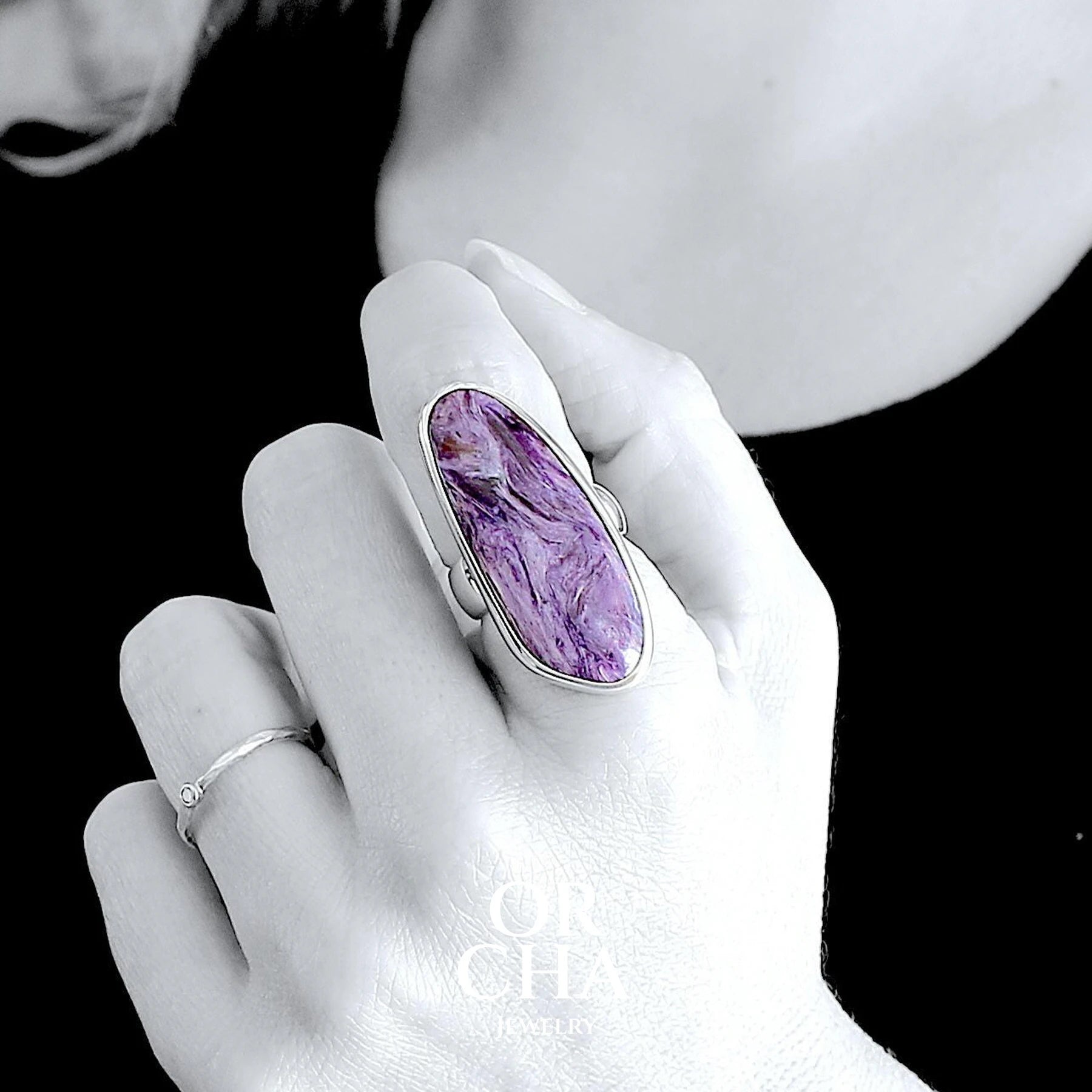 Bague en argent avec Charoïte - Essential
