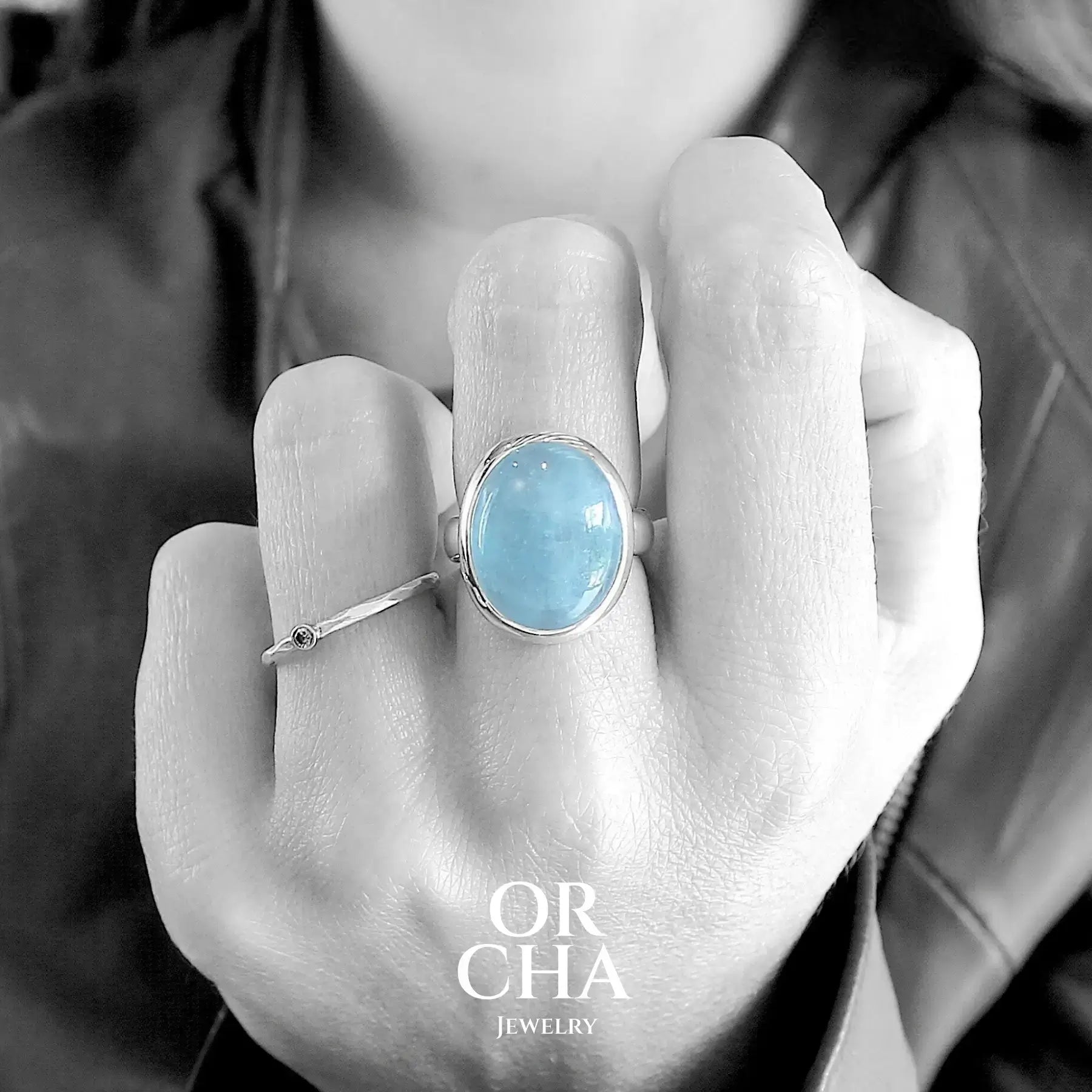 Silver ring with Aquamarine - Essential