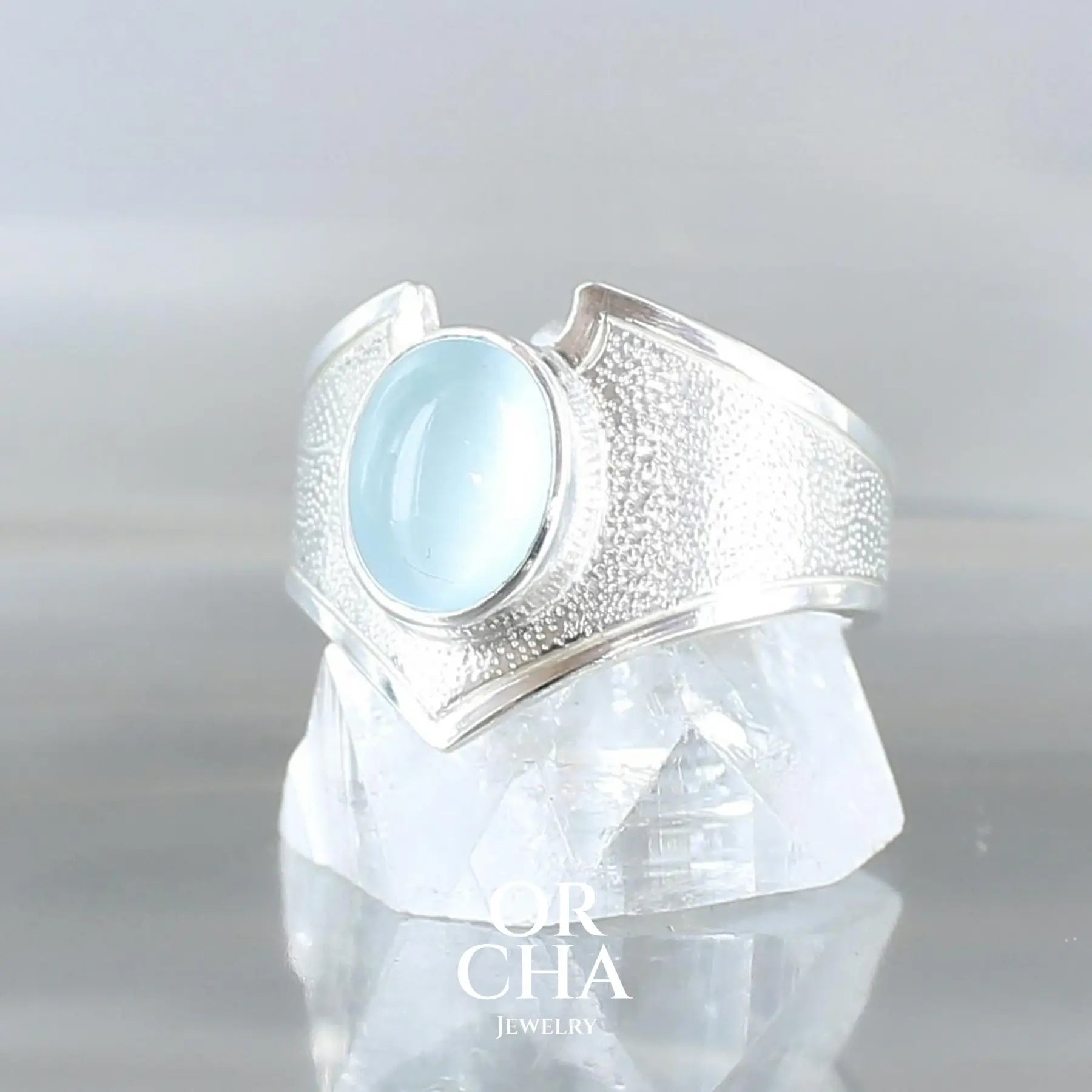 Bague en argent avec Aigue Marine - Bastet