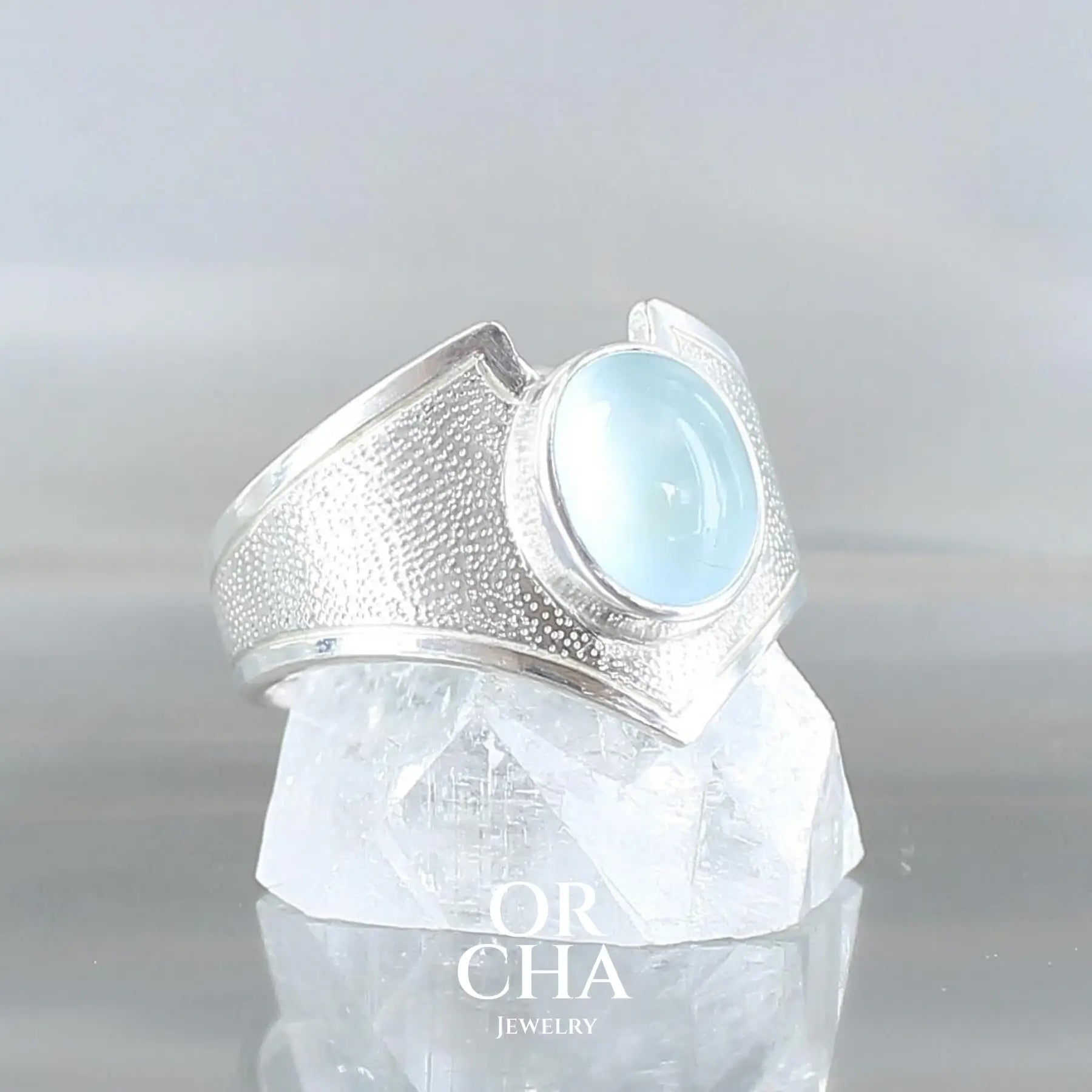 Bague en argent avec Aigue Marine - Bastet