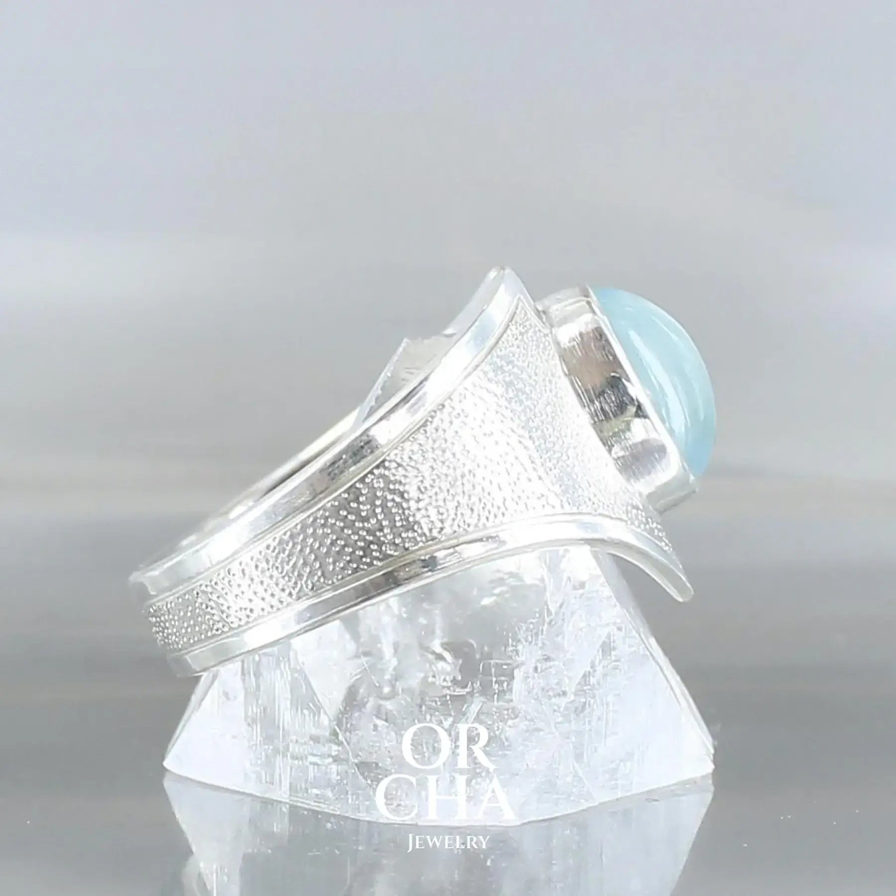 Bague en argent avec Aigue Marine - Bastet