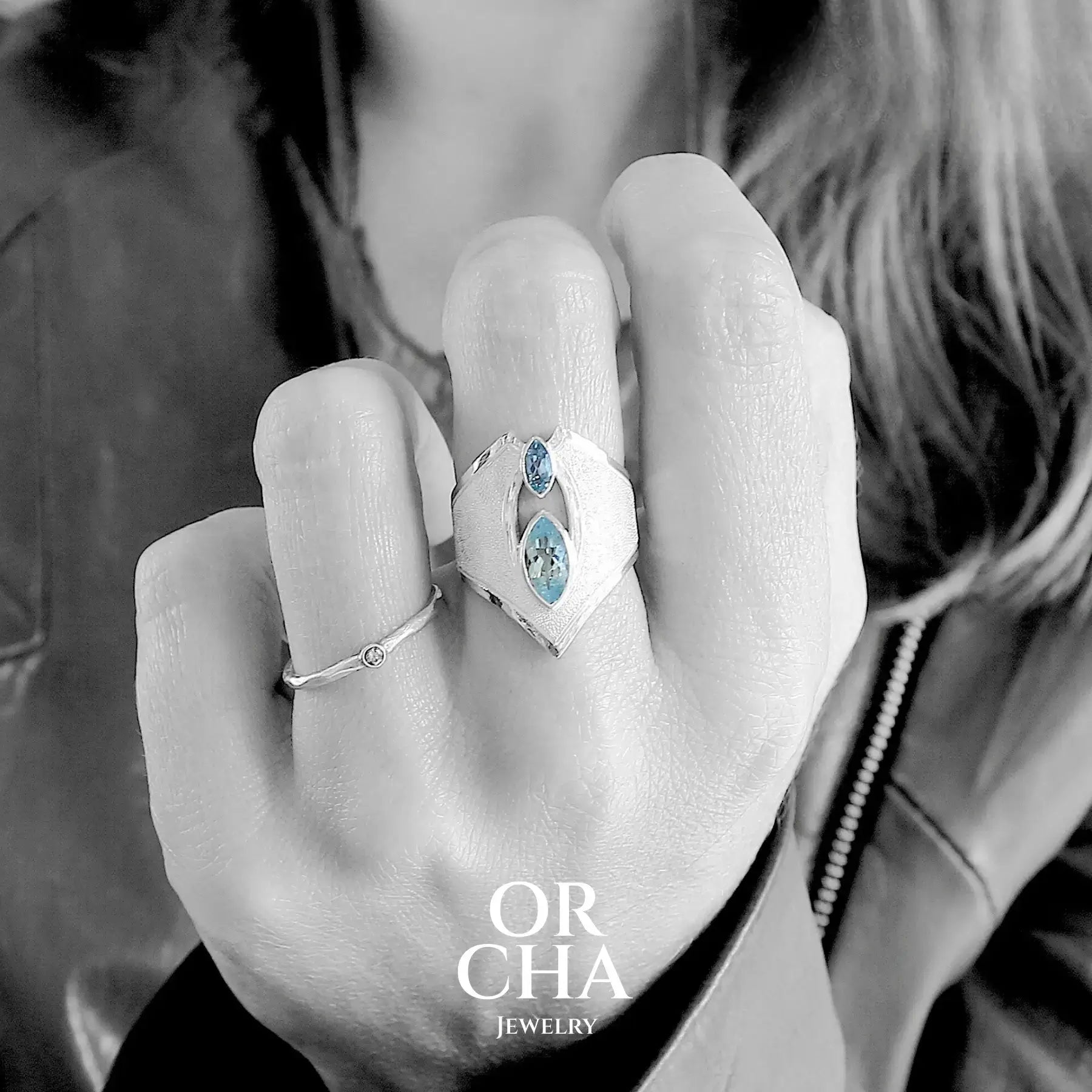 Silver ring with Aquamarine - Bastet