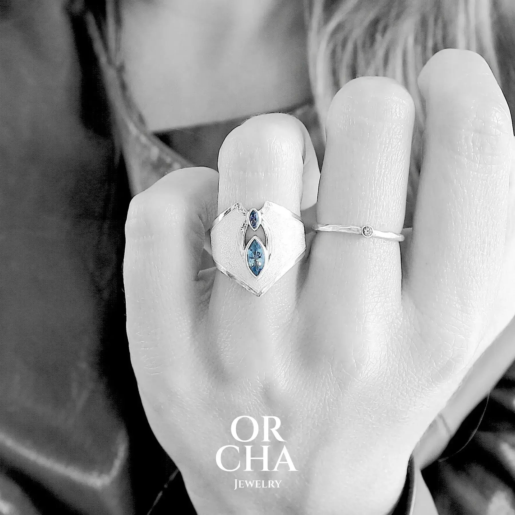 Silver ring with Aquamarine - Bastet