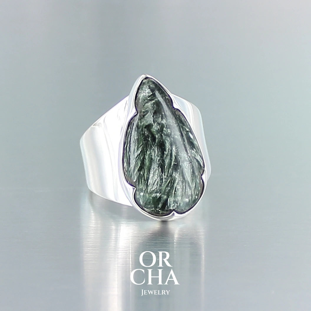 Bague en argent avec Séraphinite - Orcha