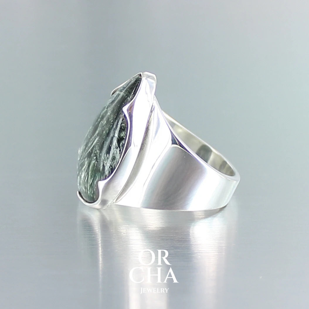 Bague en argent avec Séraphinite - Orcha
