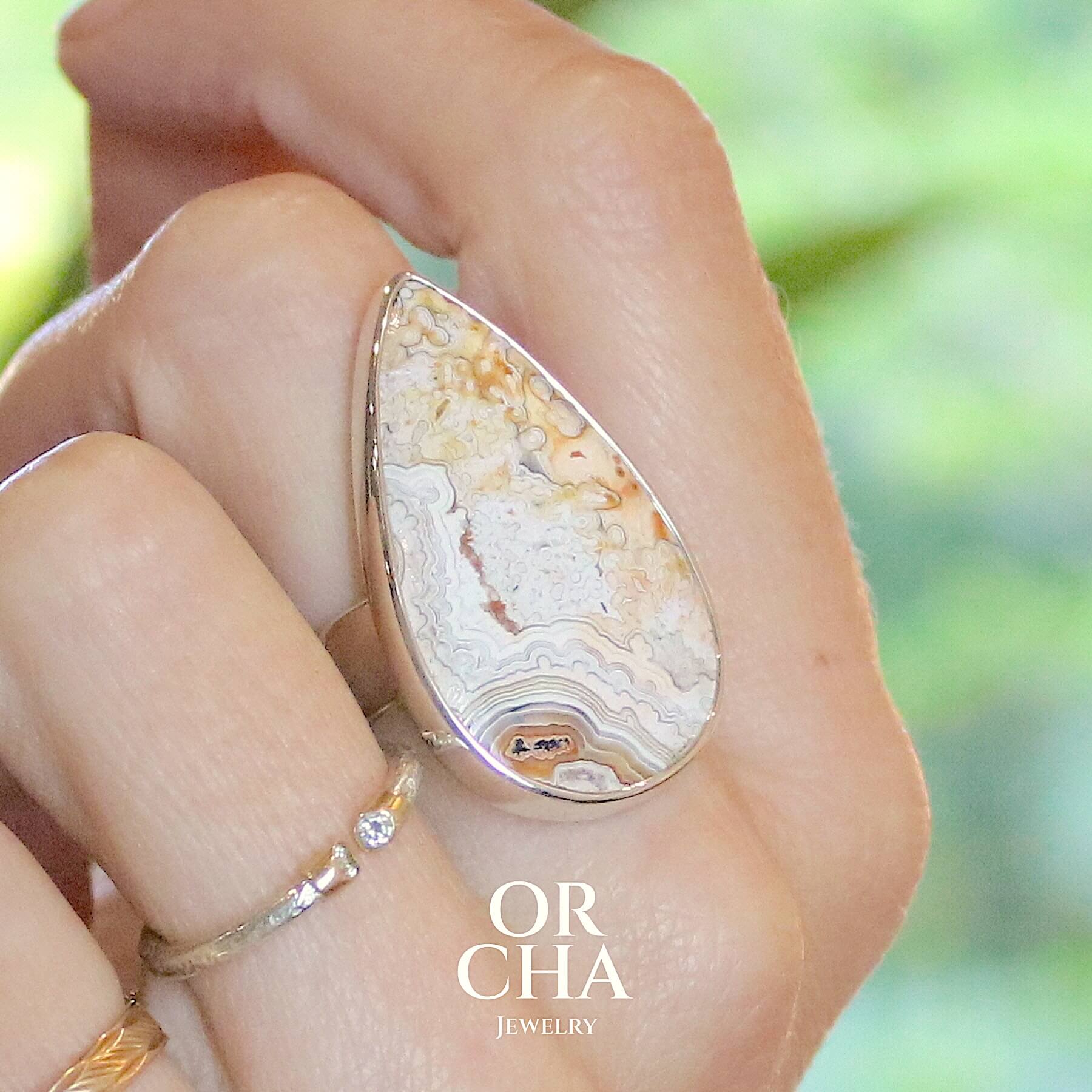 Bague en argent avec Agate crazy lace - Essential