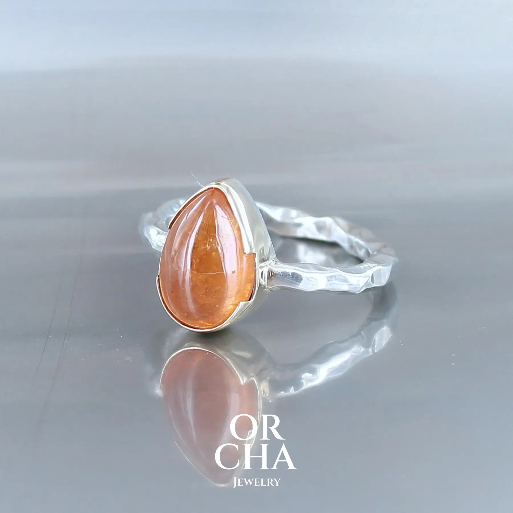 Bague en argent et or avec Grenat - Paradis