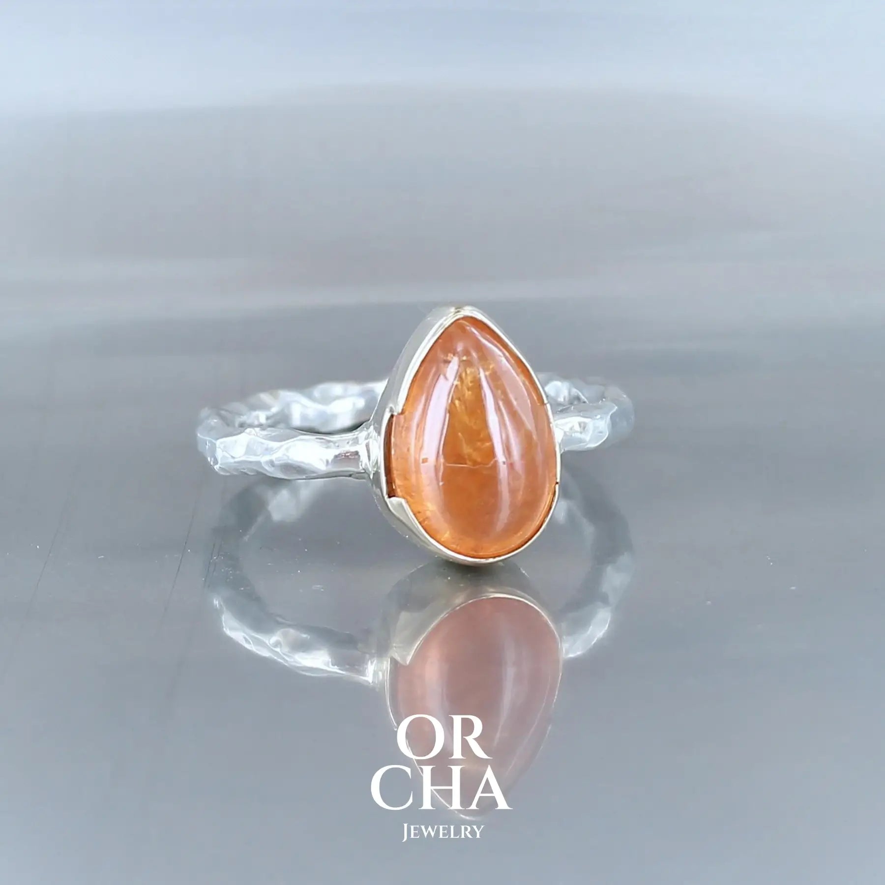 Bague en argent et or avec Grenat - Paradis