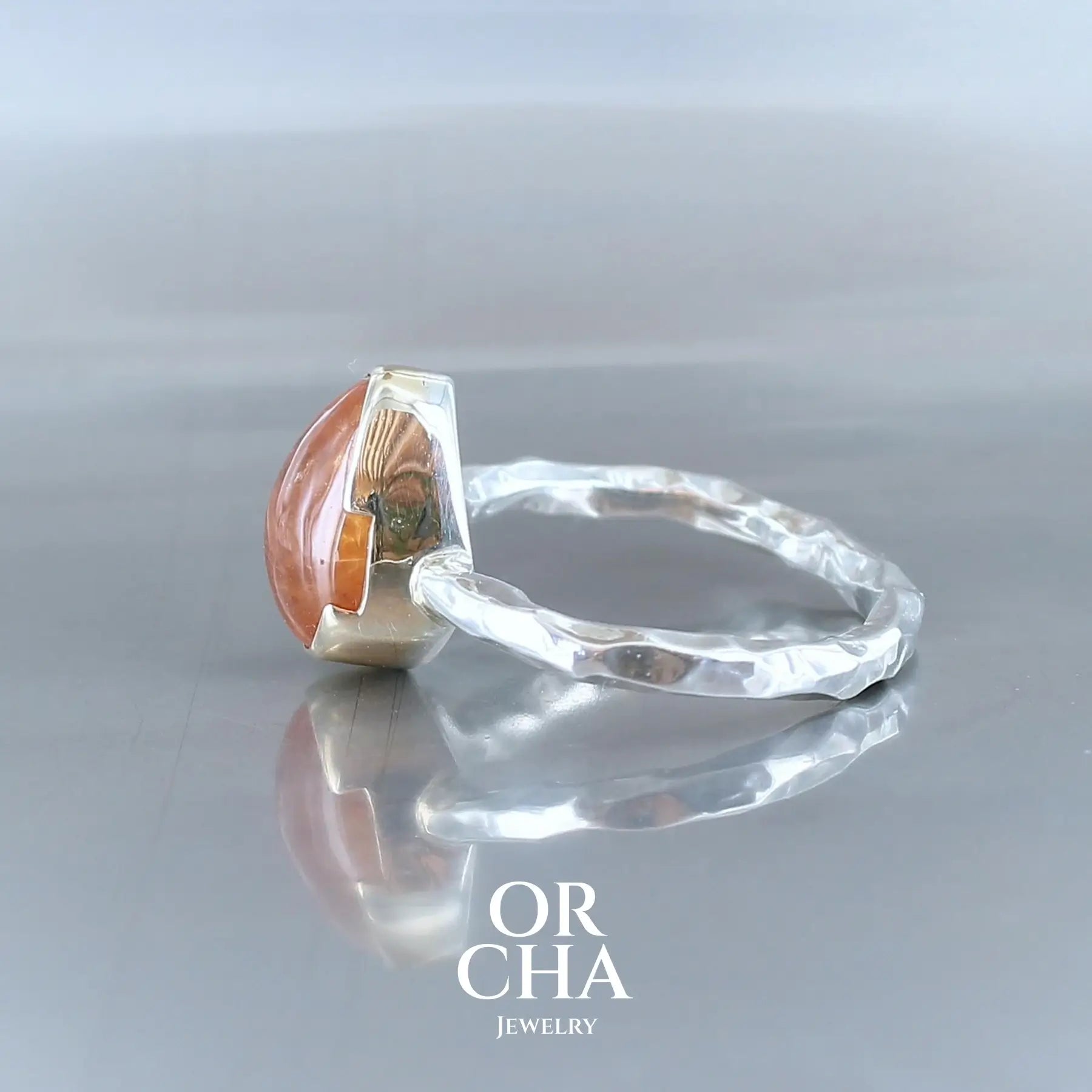 Bague en argent et or avec Grenat - Paradis