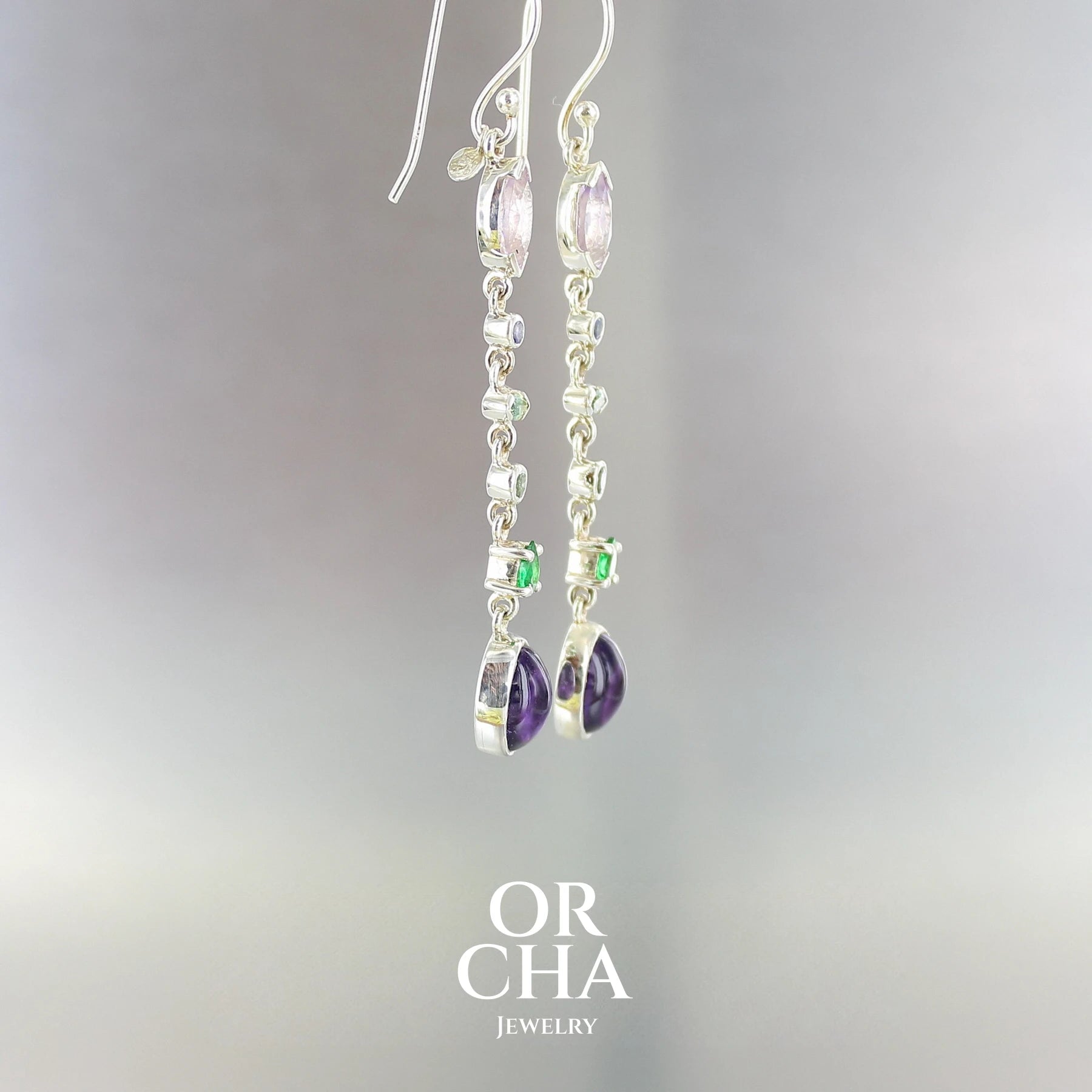 Boucles d'oreilles en argent avec Améthystes - Paradis