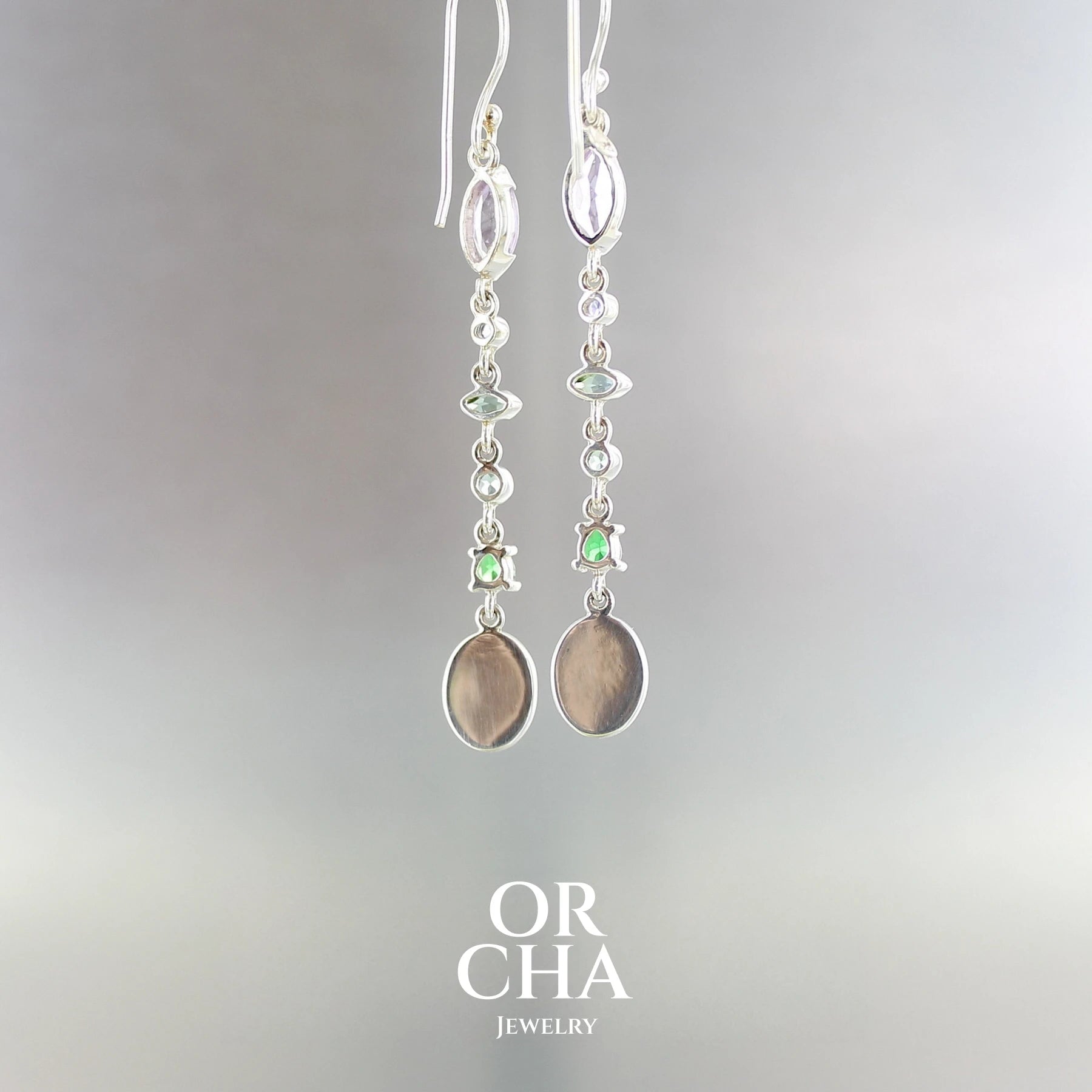 Boucles d'oreilles en argent avec Améthystes - Paradis