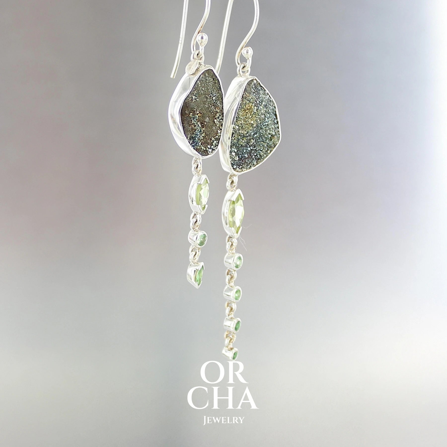 Boucles d'oreilles en argent avec Pyrites - Paradis