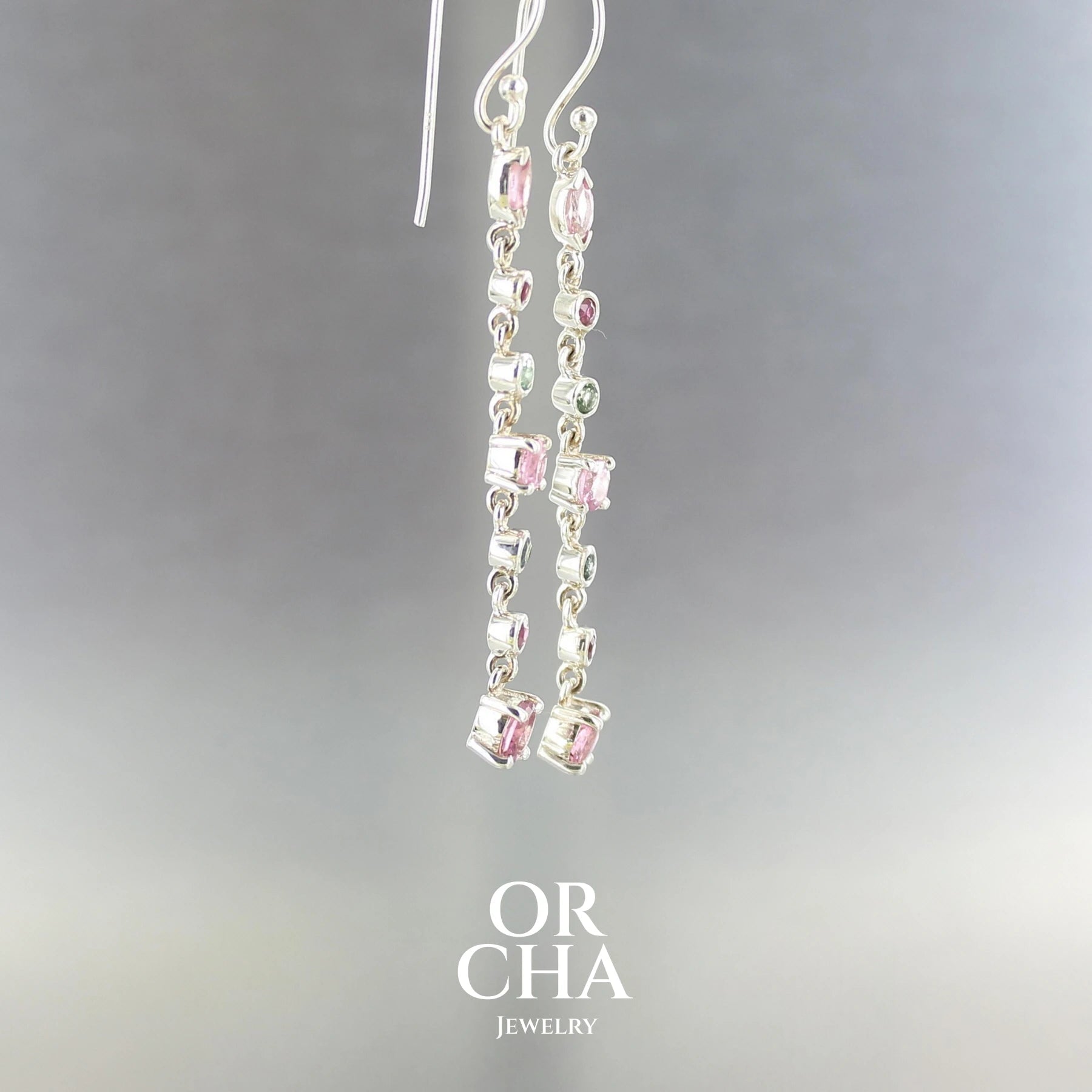 Boucles d'oreilles en argent avec Tourmalines - Paradis