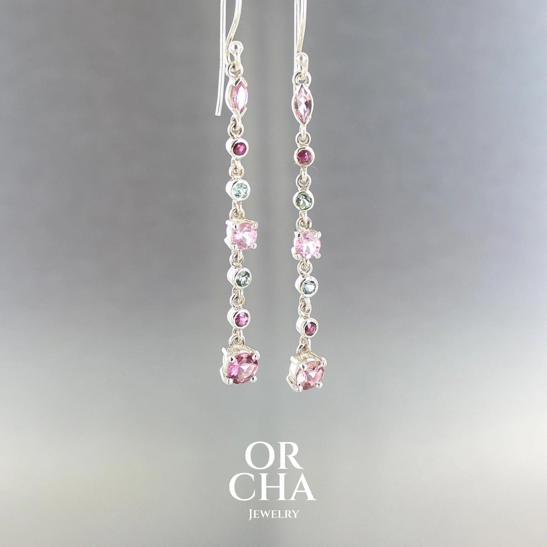 Boucles d'oreilles en argent avec Tourmalines - Paradis