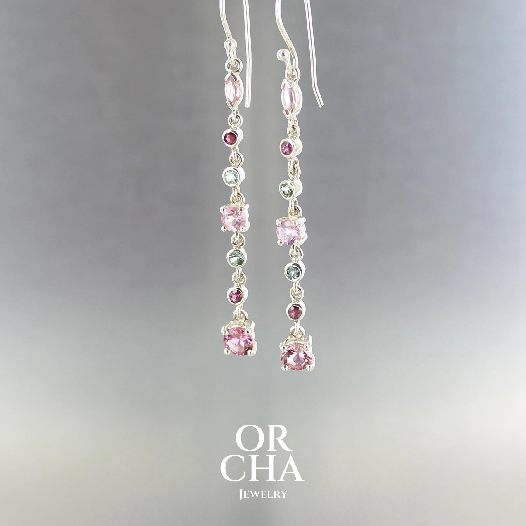 Boucles d'oreilles en argent avec Tourmalines - Paradis