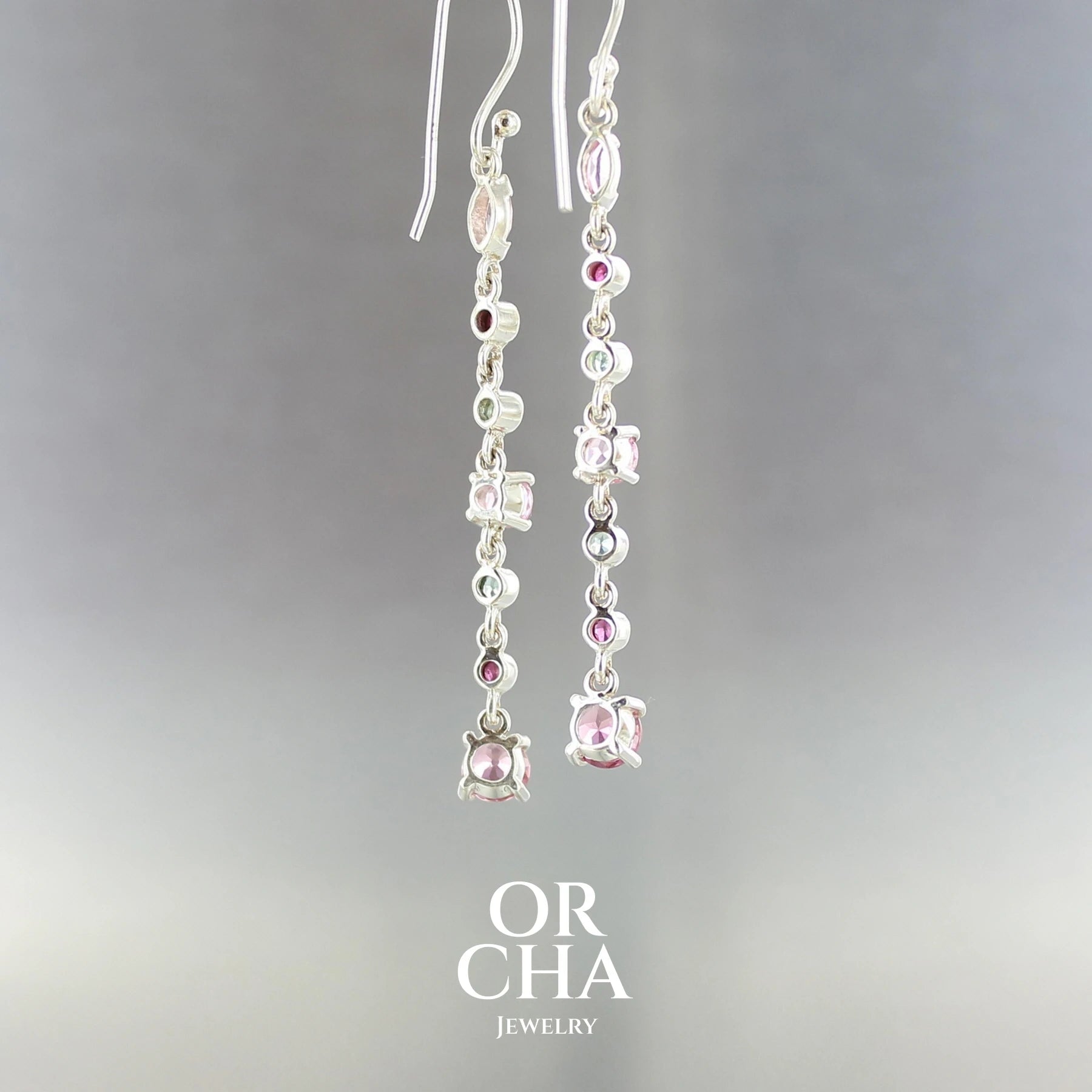 Boucles d'oreilles en argent avec Tourmalines - Paradis