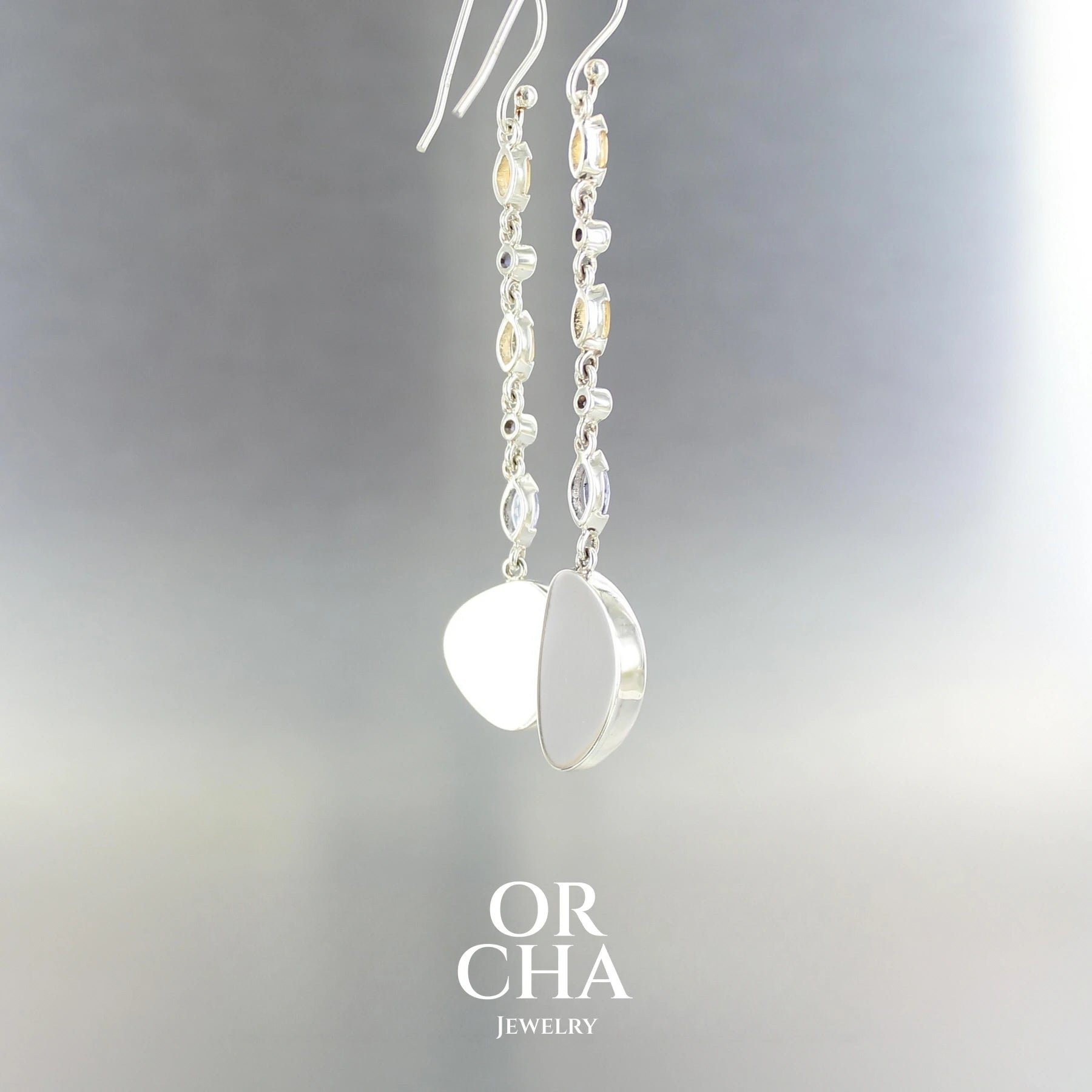 Boucles d'oreilles en argent avec Quartz Rutiles - Paradis