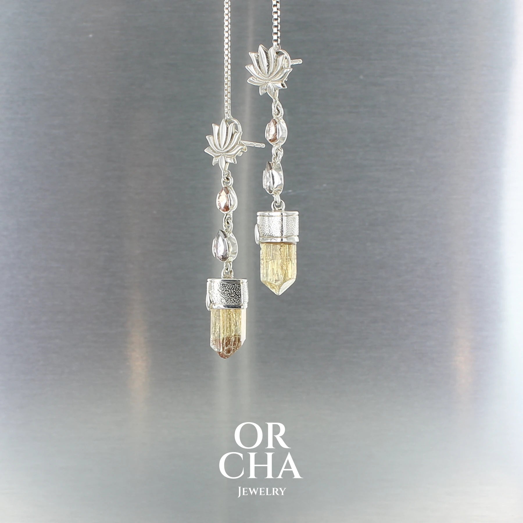 Boucles d'oreilles en argent avec Cristal Topaze Impériale - Sauvage