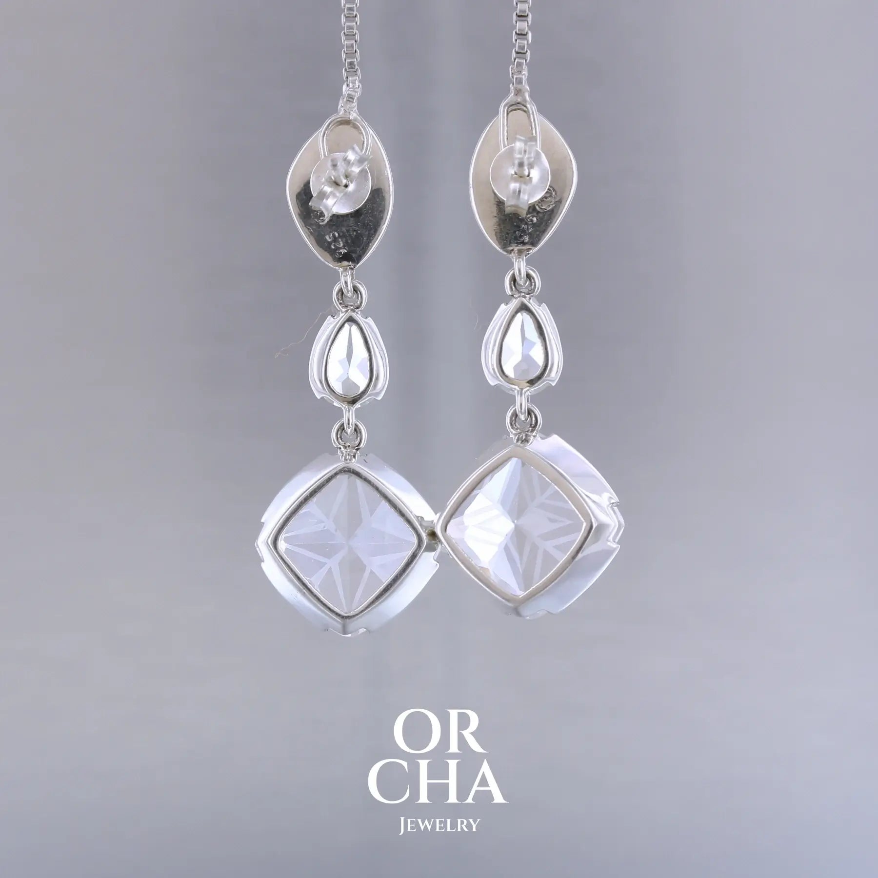 Boucles d'oreilles en argent avec Cristal de roche et Topaze - Essential