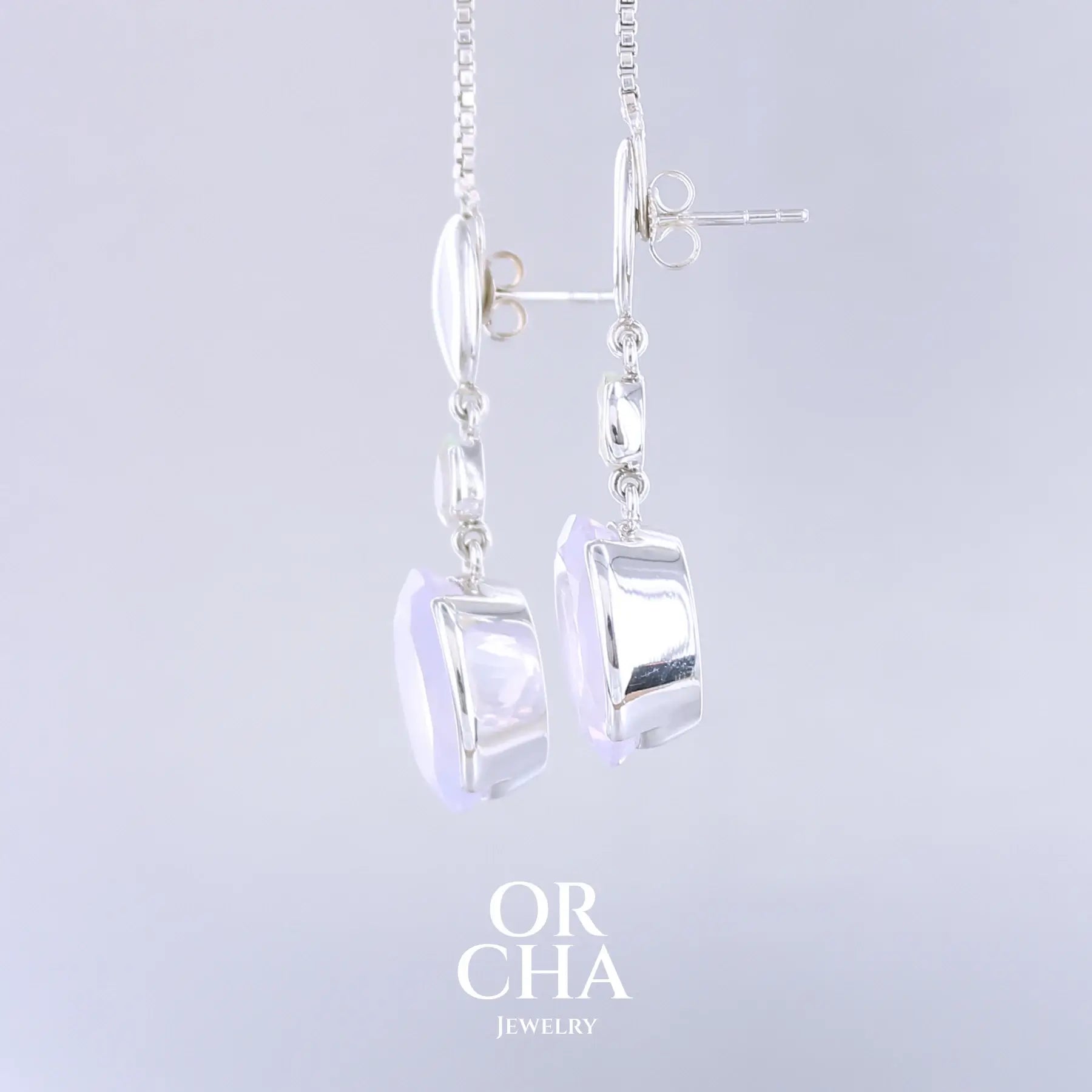Boucles d'oreilles en argent avec Quartz lavande et opale - Essential