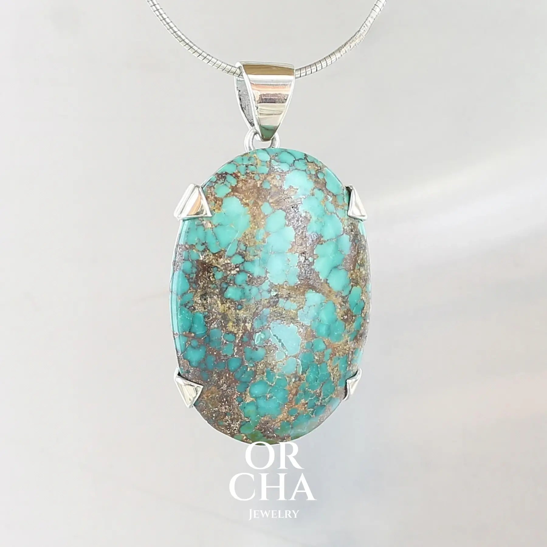 Pendentif en Argent et Or avec Turquoise - Orcha's Gold