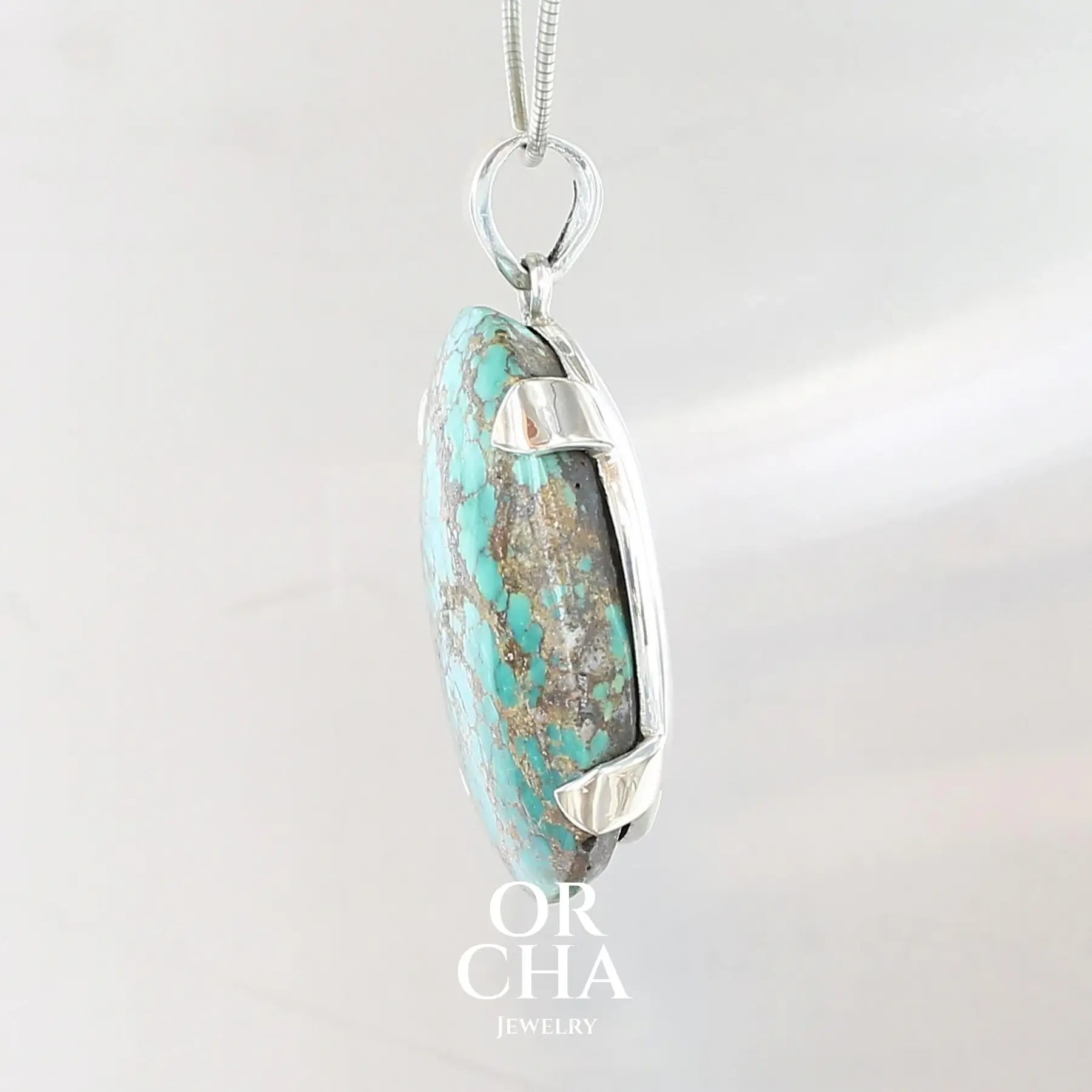 Pendentif en Argent et Or avec Turquoise - Orcha's Gold