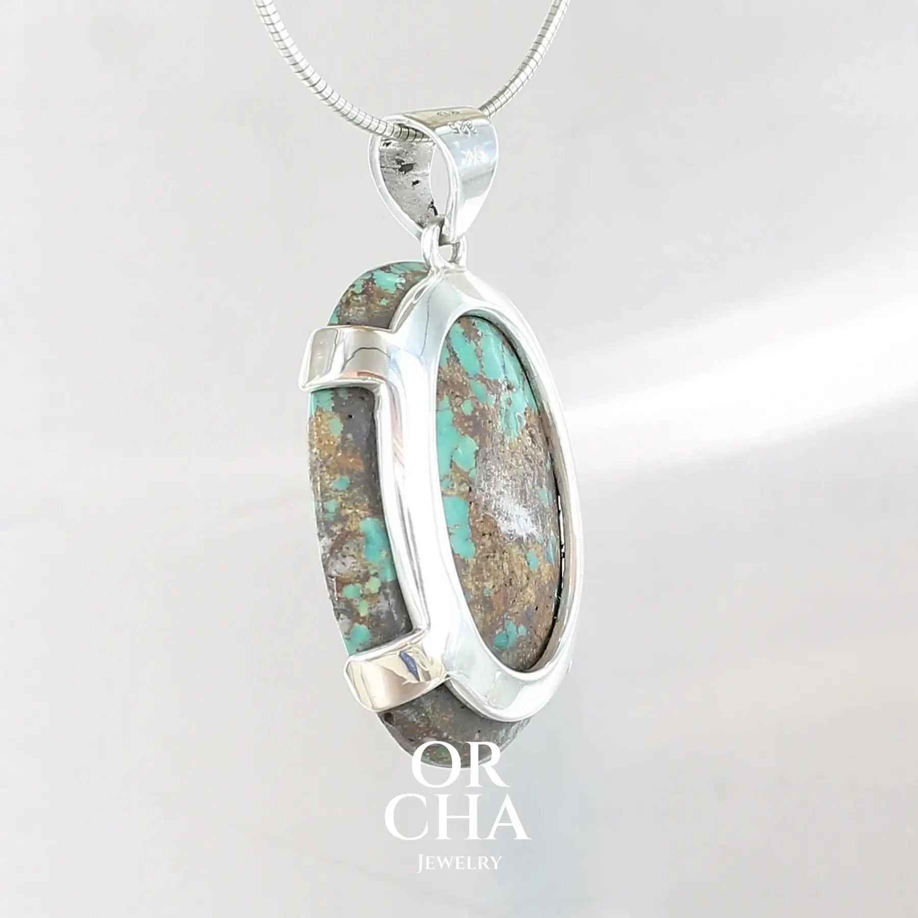 Pendentif en Argent et Or avec Turquoise - Orcha's Gold