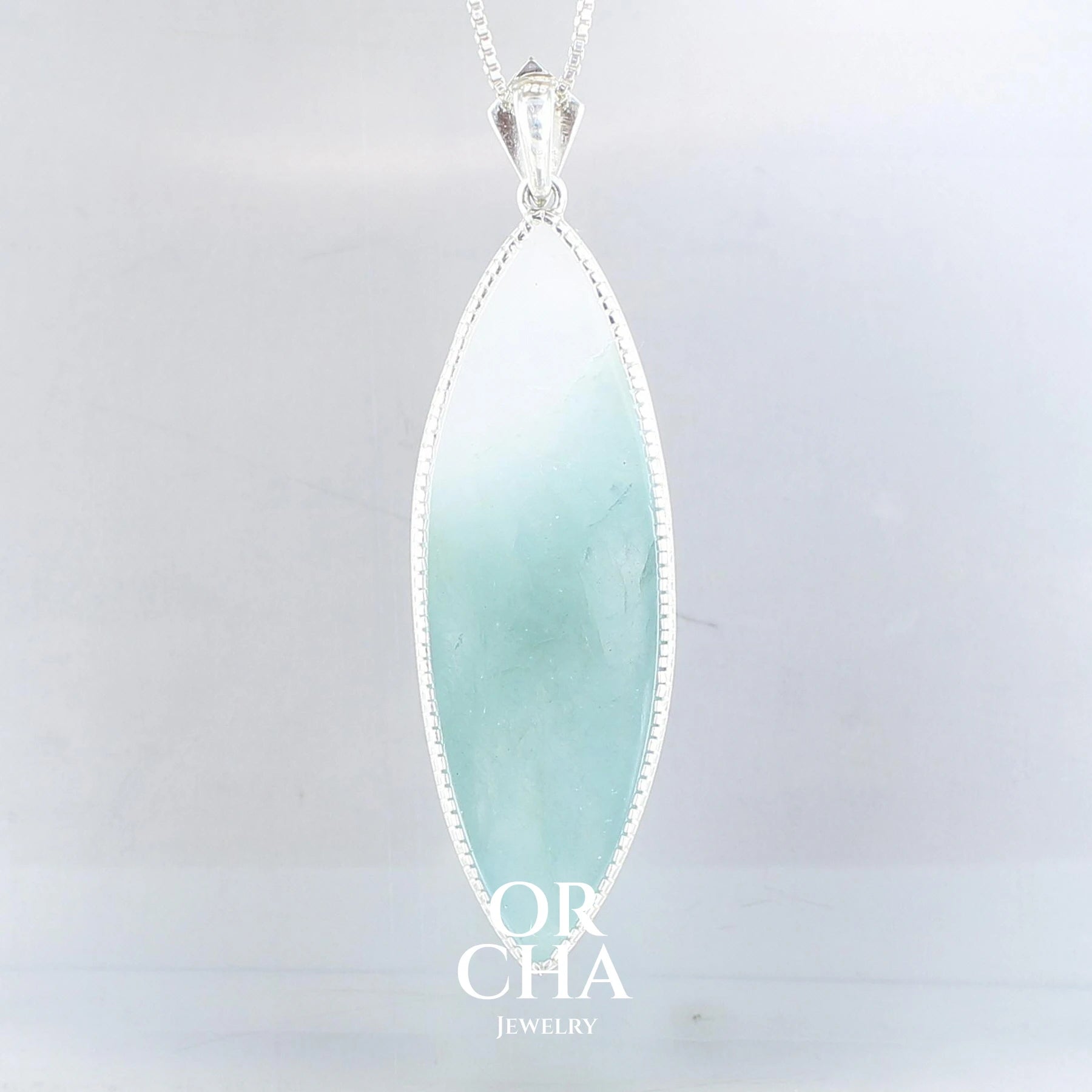 Pendentif en argent avec Aigue Marine - Elven