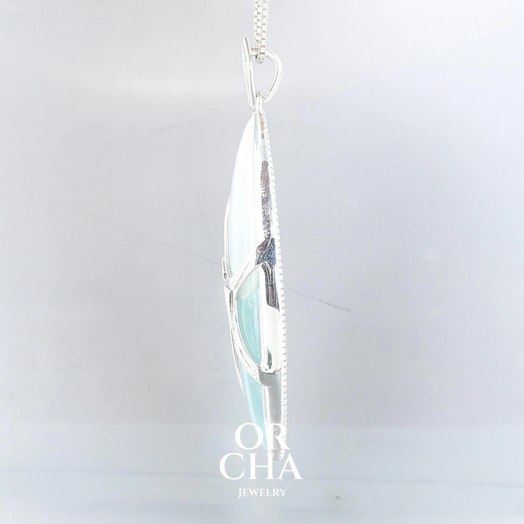 Pendentif en argent avec Aigue Marine - Elven