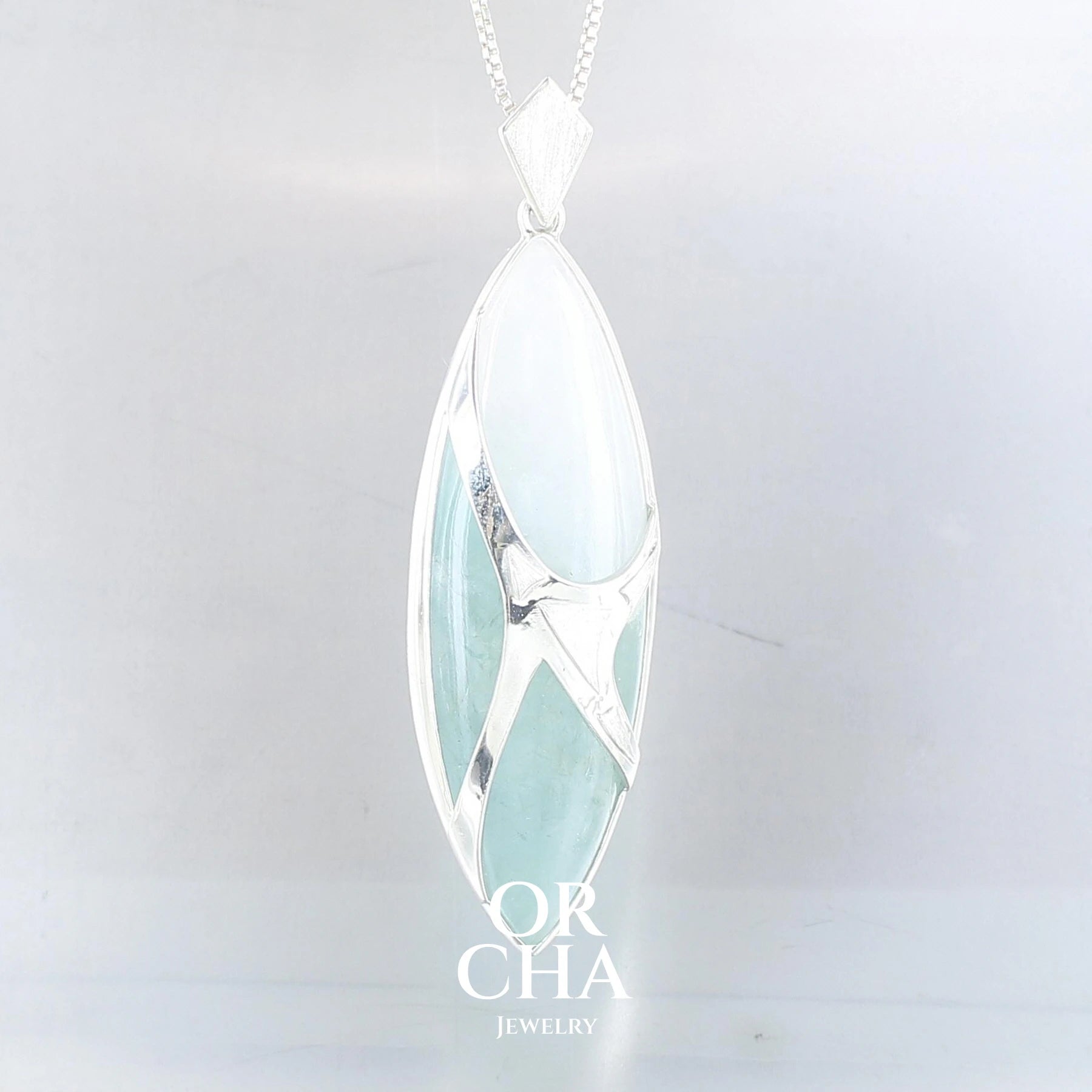 Pendentif en argent avec Aigue Marine - Elven