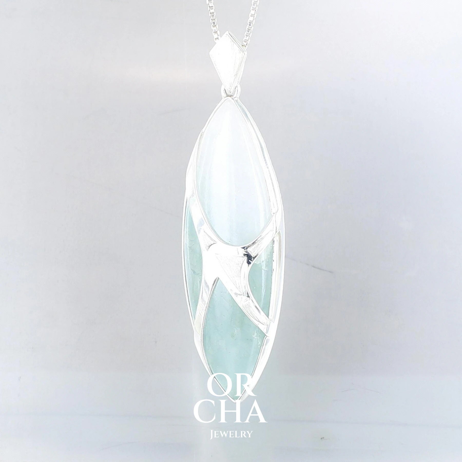 Pendentif en argent avec Aigue Marine - Elven