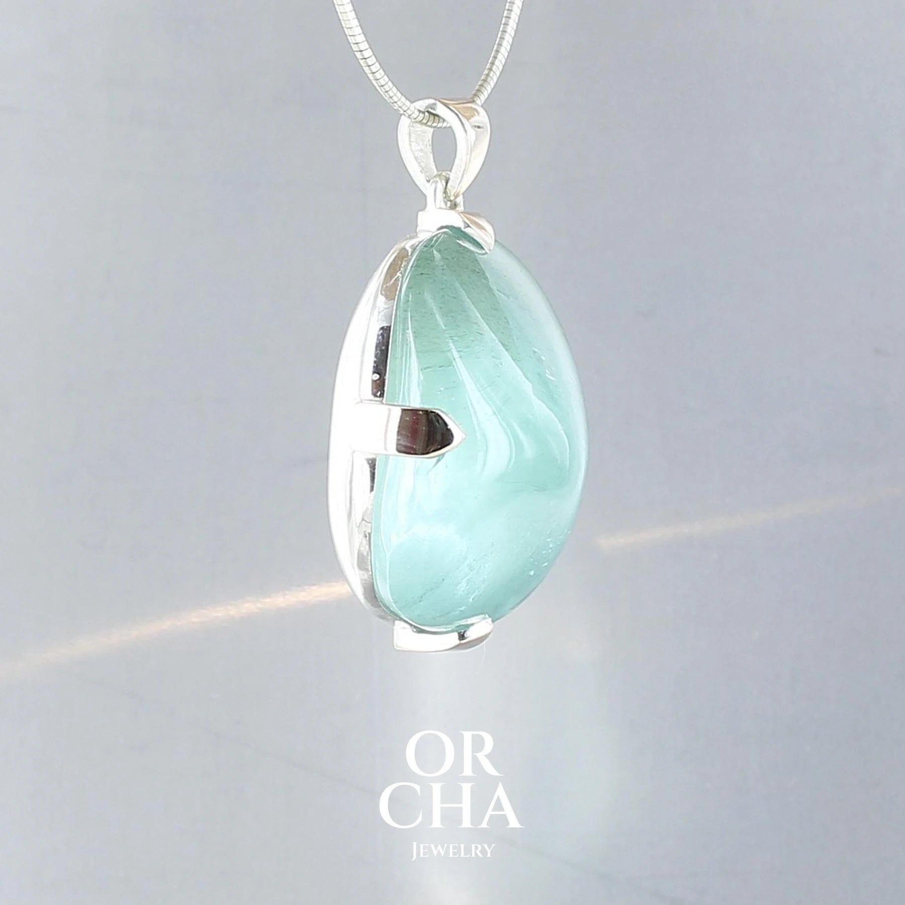 Silver and Gold Pendant with Aquamarine - Orcha's Gold