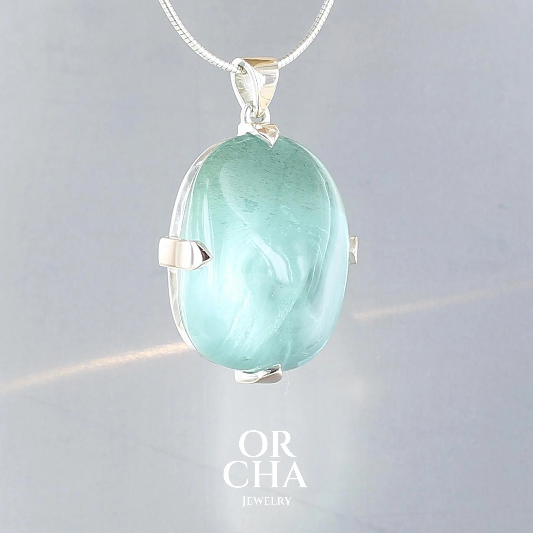 Silver and Gold Pendant with Aquamarine - Orcha's Gold