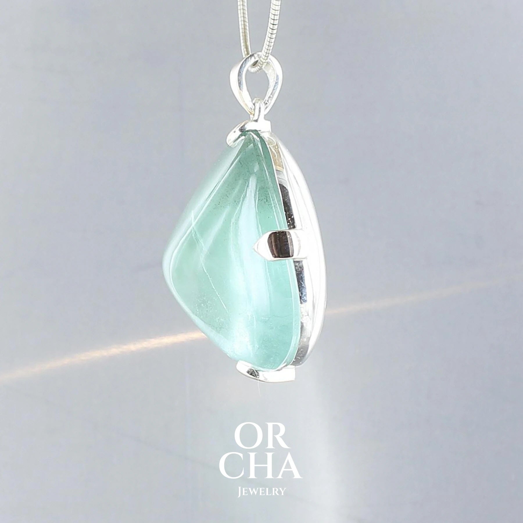 Silver and Gold Pendant with Aquamarine - Orcha's Gold