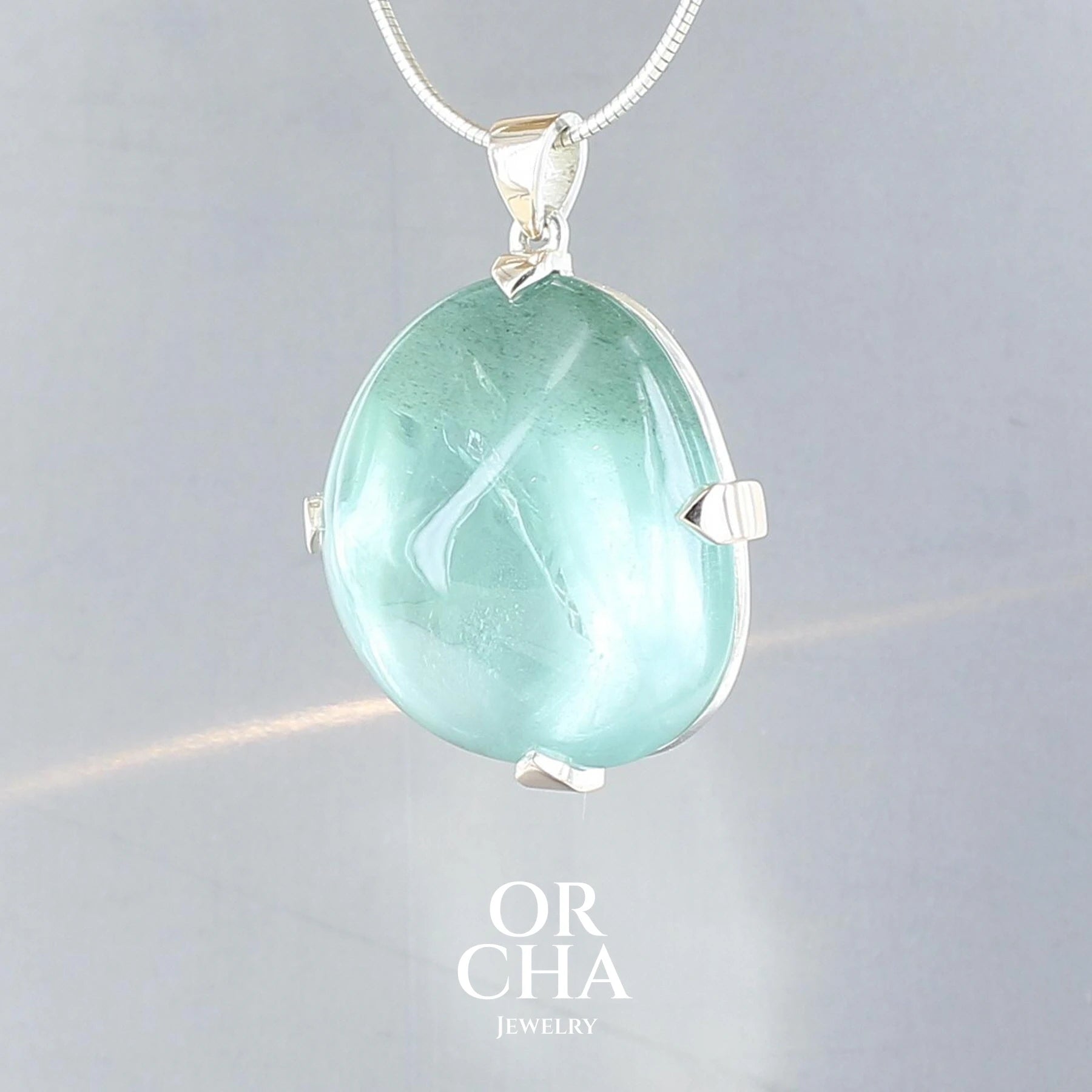 Silver and Gold Pendant with Aquamarine - Orcha's Gold