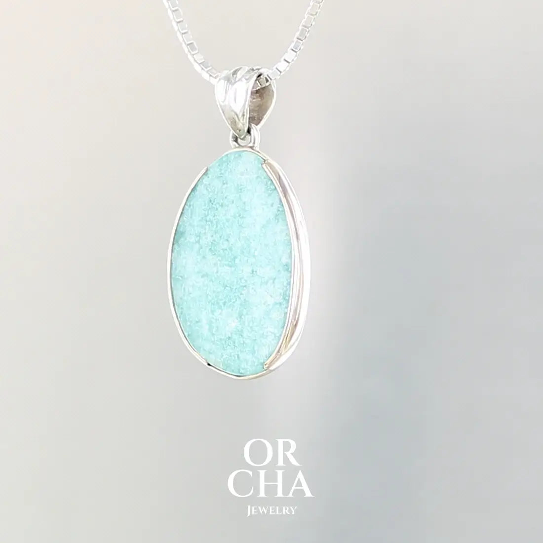 Pendentif argent avec Amazonite - Paradis