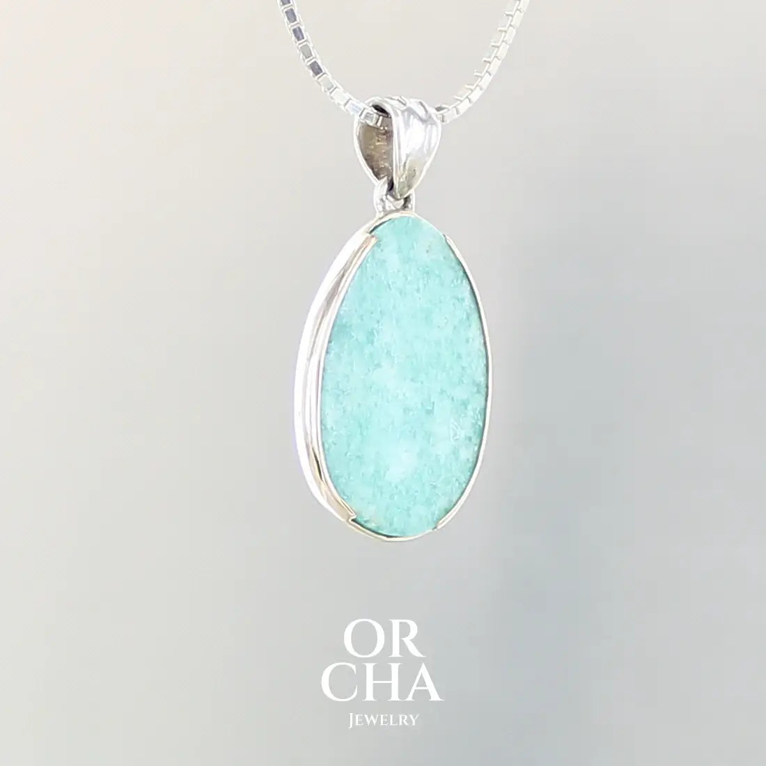 Pendentif argent avec Amazonite - Paradis