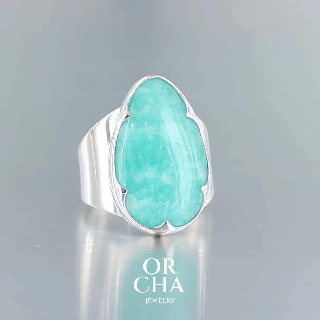 Bague en argent avec Amazonite - Orcha