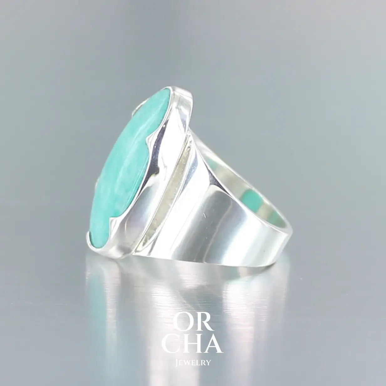 Bague en argent avec Amazonite - Orcha