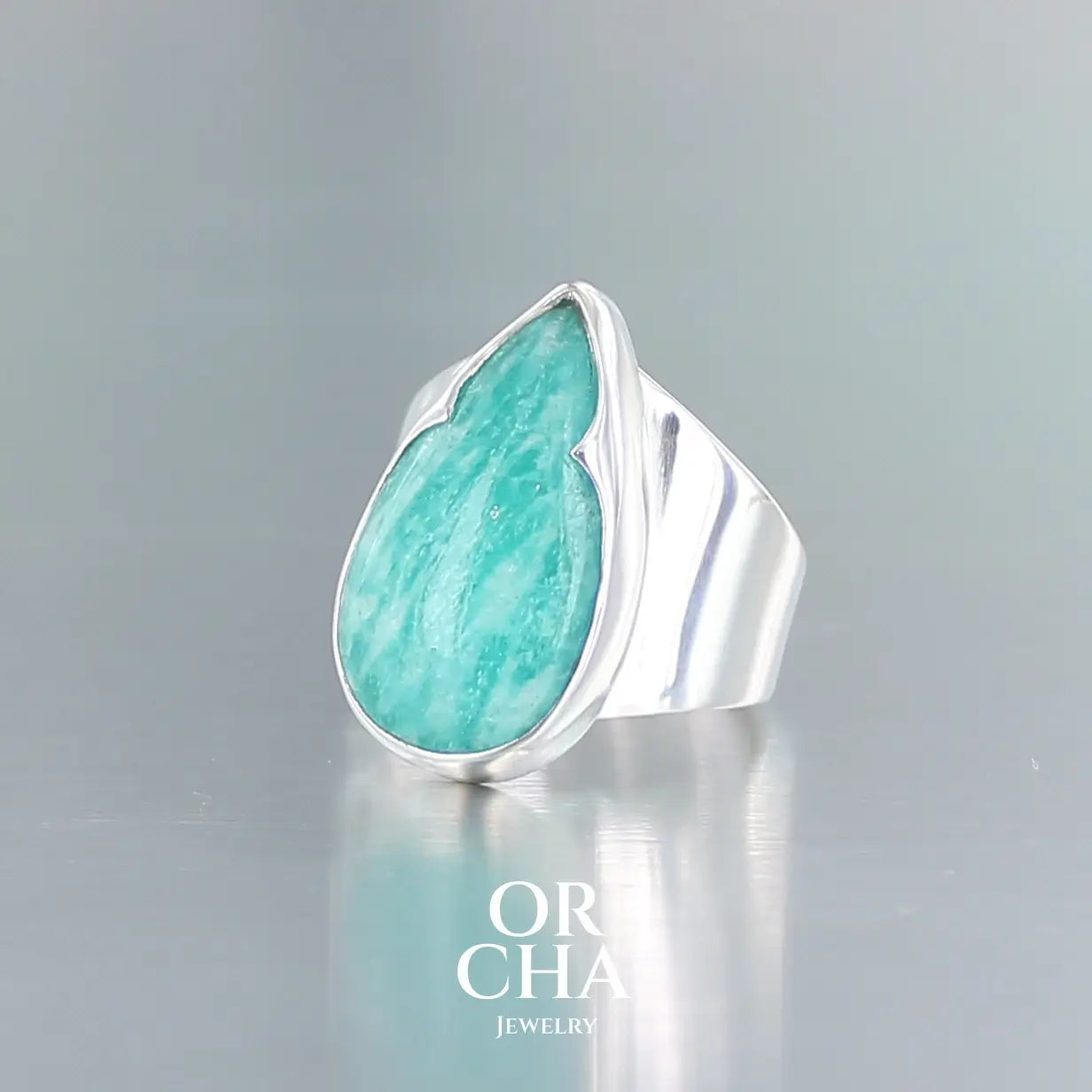 Bague en argent avec Amazonite - Orcha