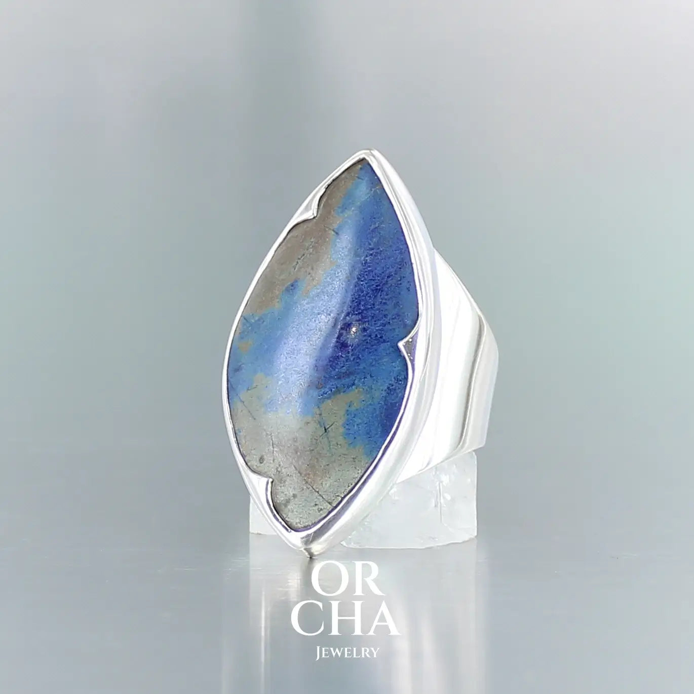 Bague en argent avec Azurite de Morenci - Orcha
