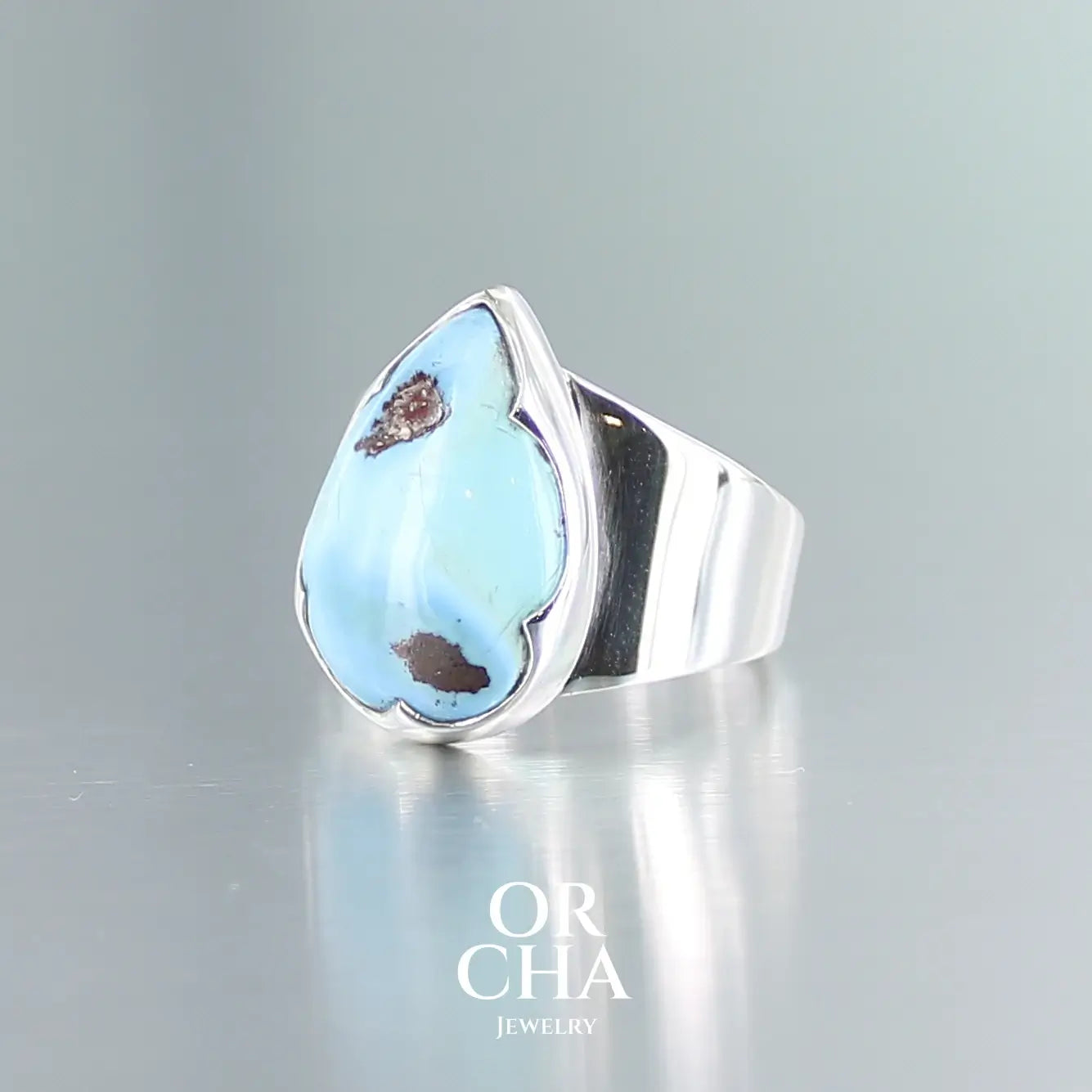 Bague en argent avec Turquoise Golden Hill - Orcha