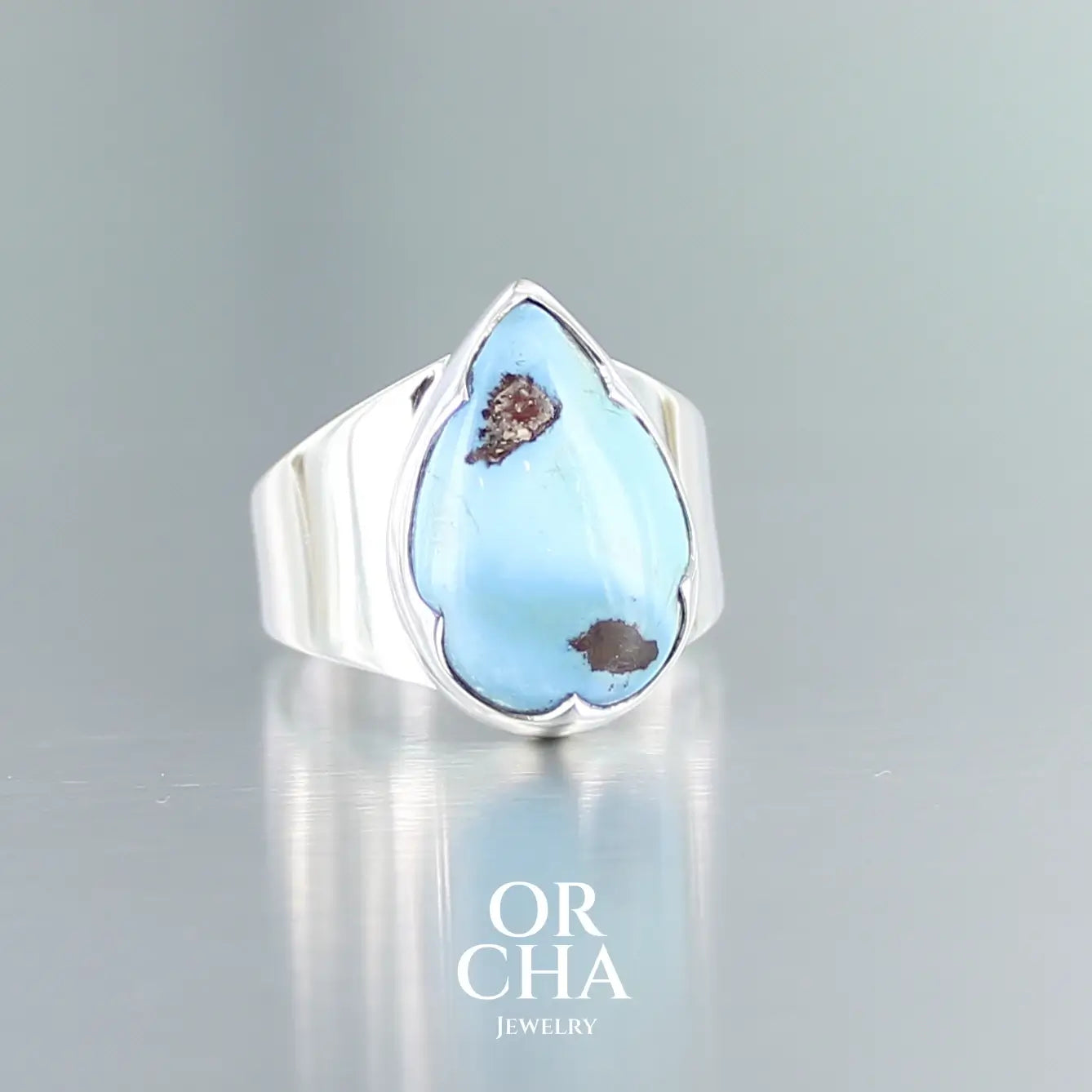 Bague en argent avec Turquoise Golden Hill - Orcha